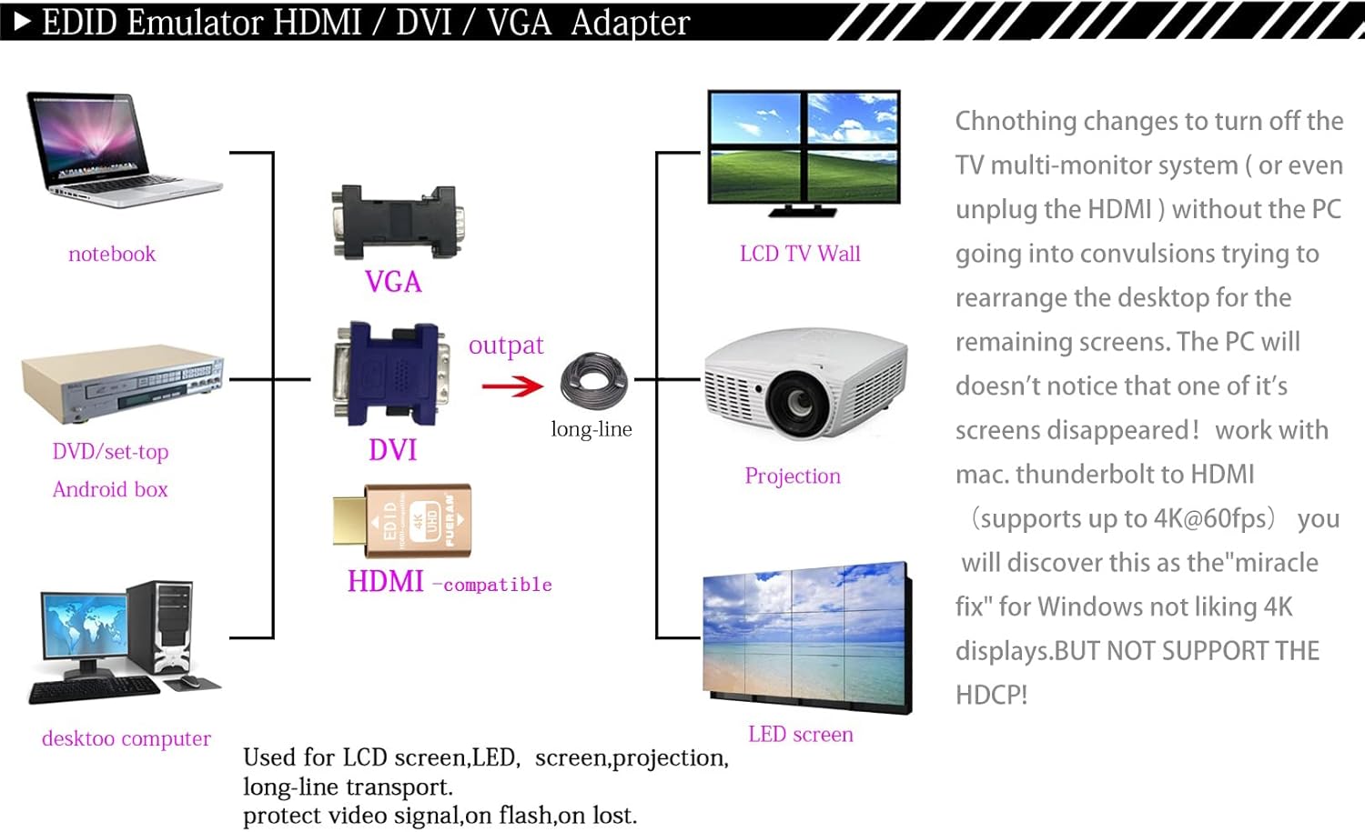 Fueran Emulatore EDID Pass-Through HDMI (3 Pezzi) - immagine 2