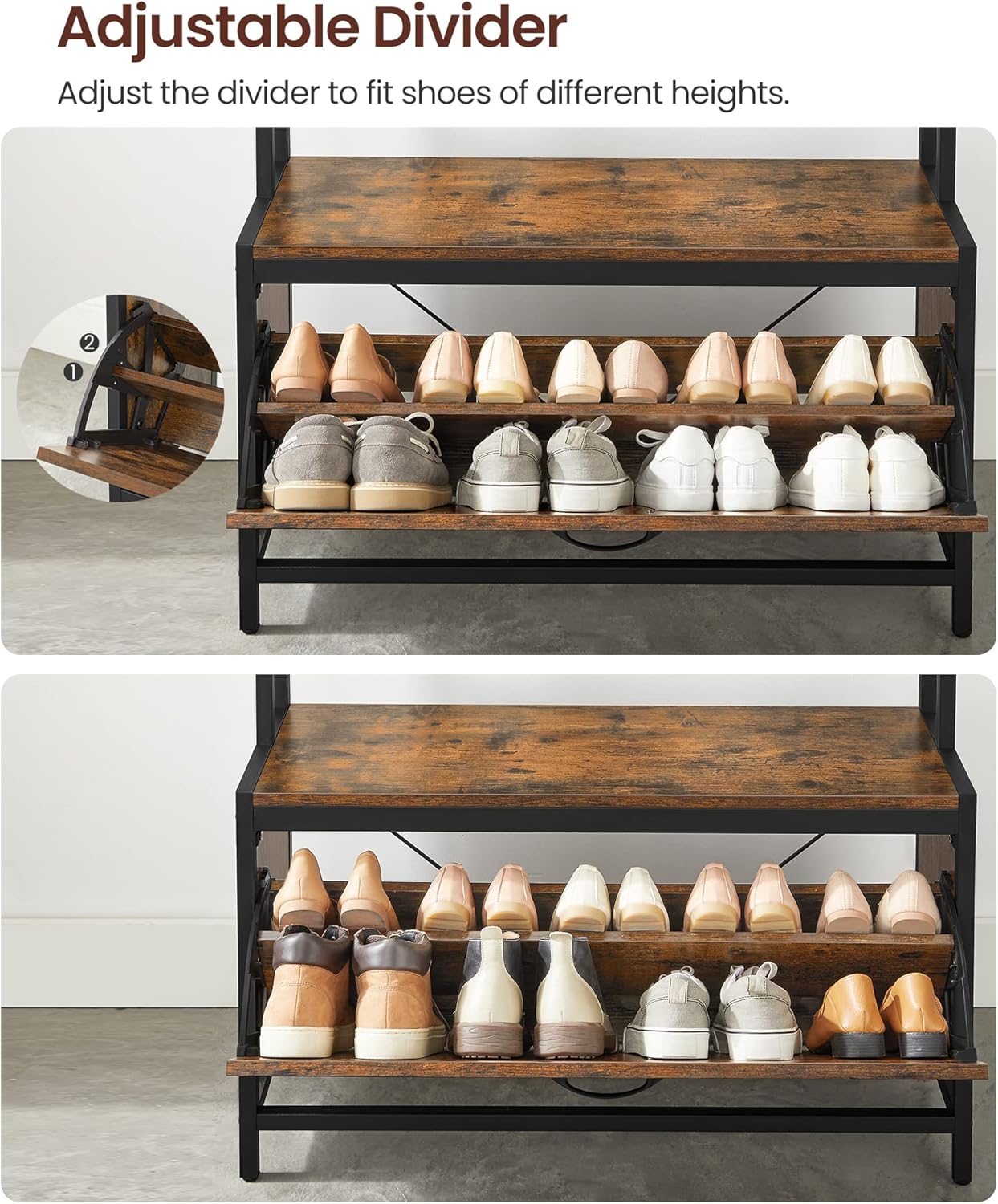 Vasagle Appendiabiti con Scarpiera a Ribalta - immagine 3