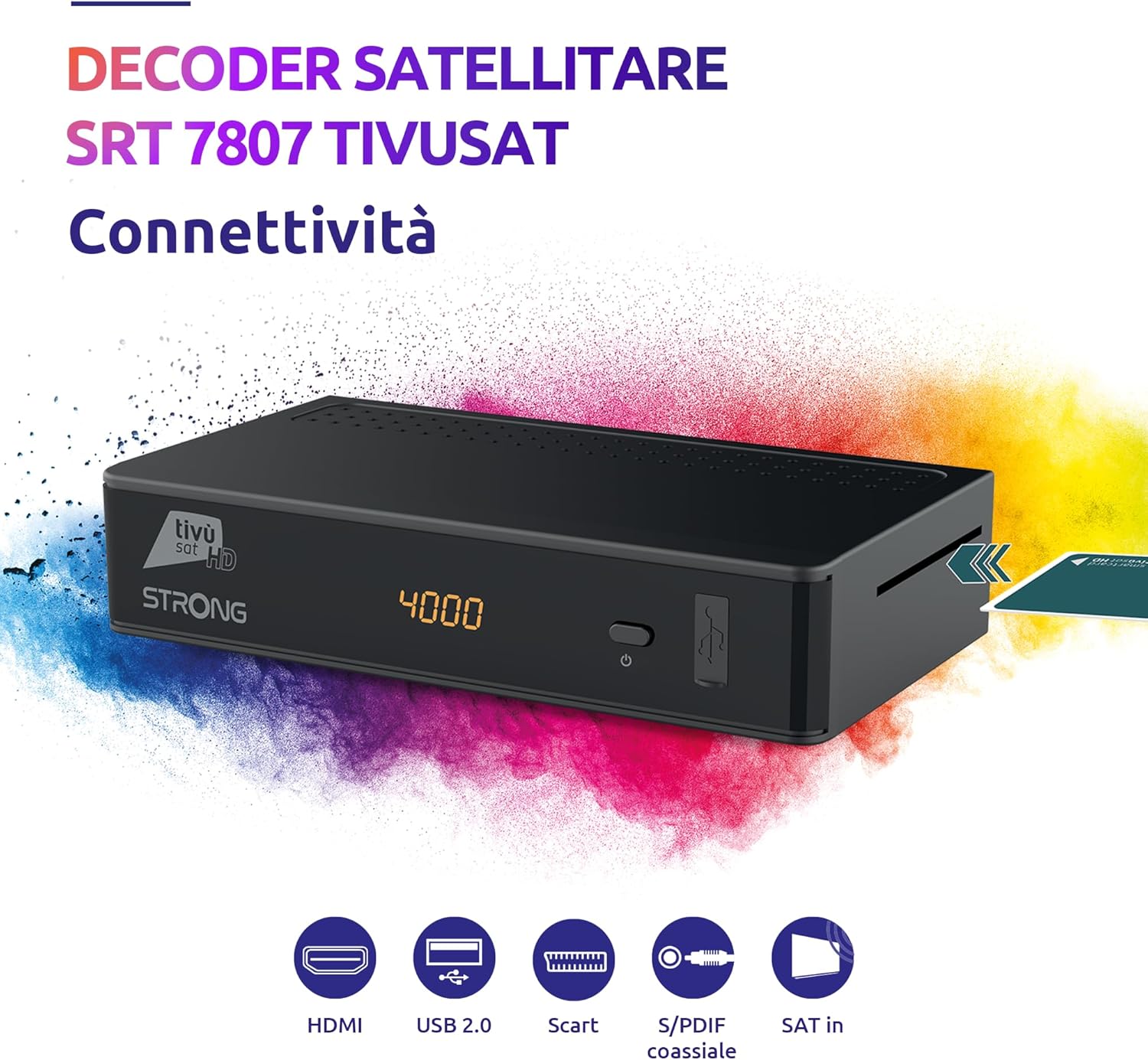 Strong SRT 7807TIVU Decoder Satellitare Tivùsat HD, Nero - immagine 3