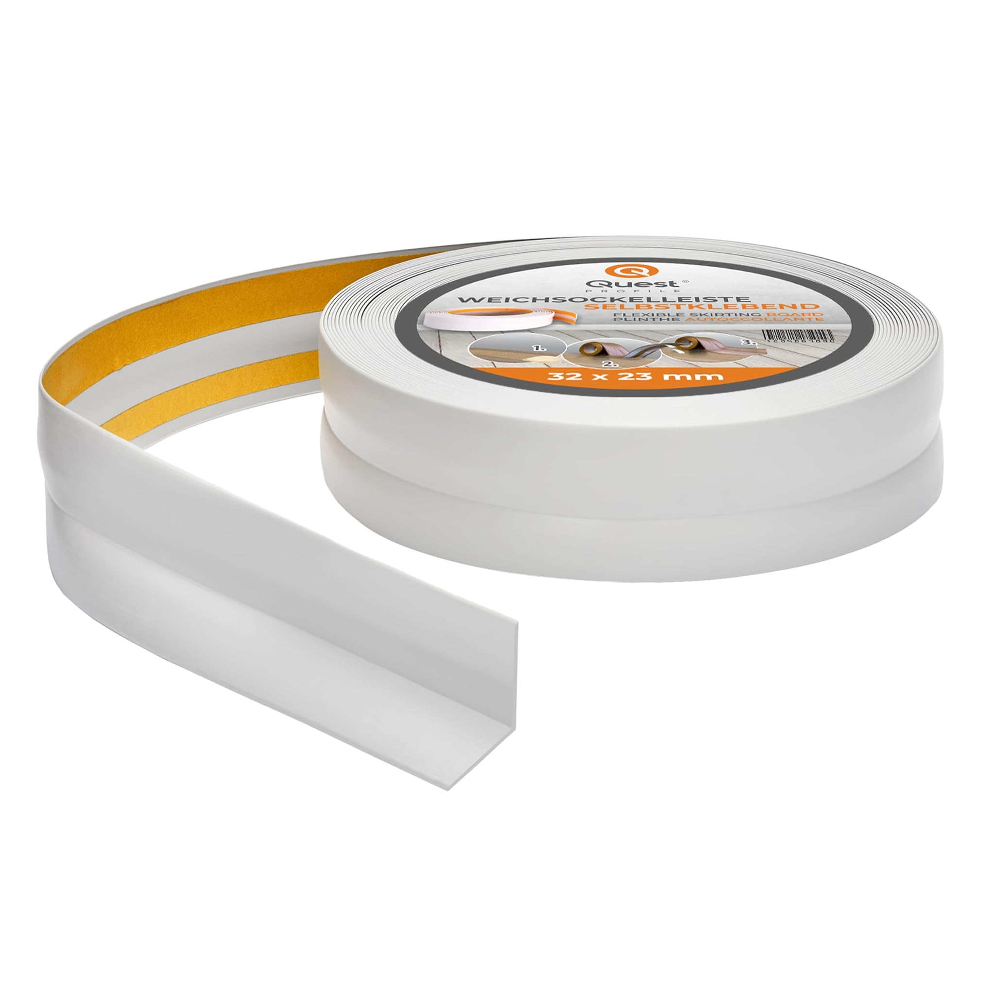 Battiscopa Morbido Adesivo 32x23mm, Grigio Chiaro 25 Metri