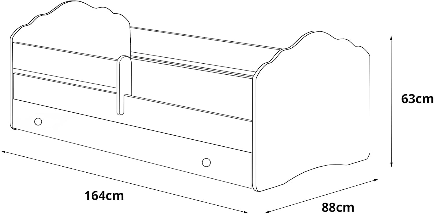 Dmora Letto Singolo Bambini con Cassettone, Bianco - immagine 2