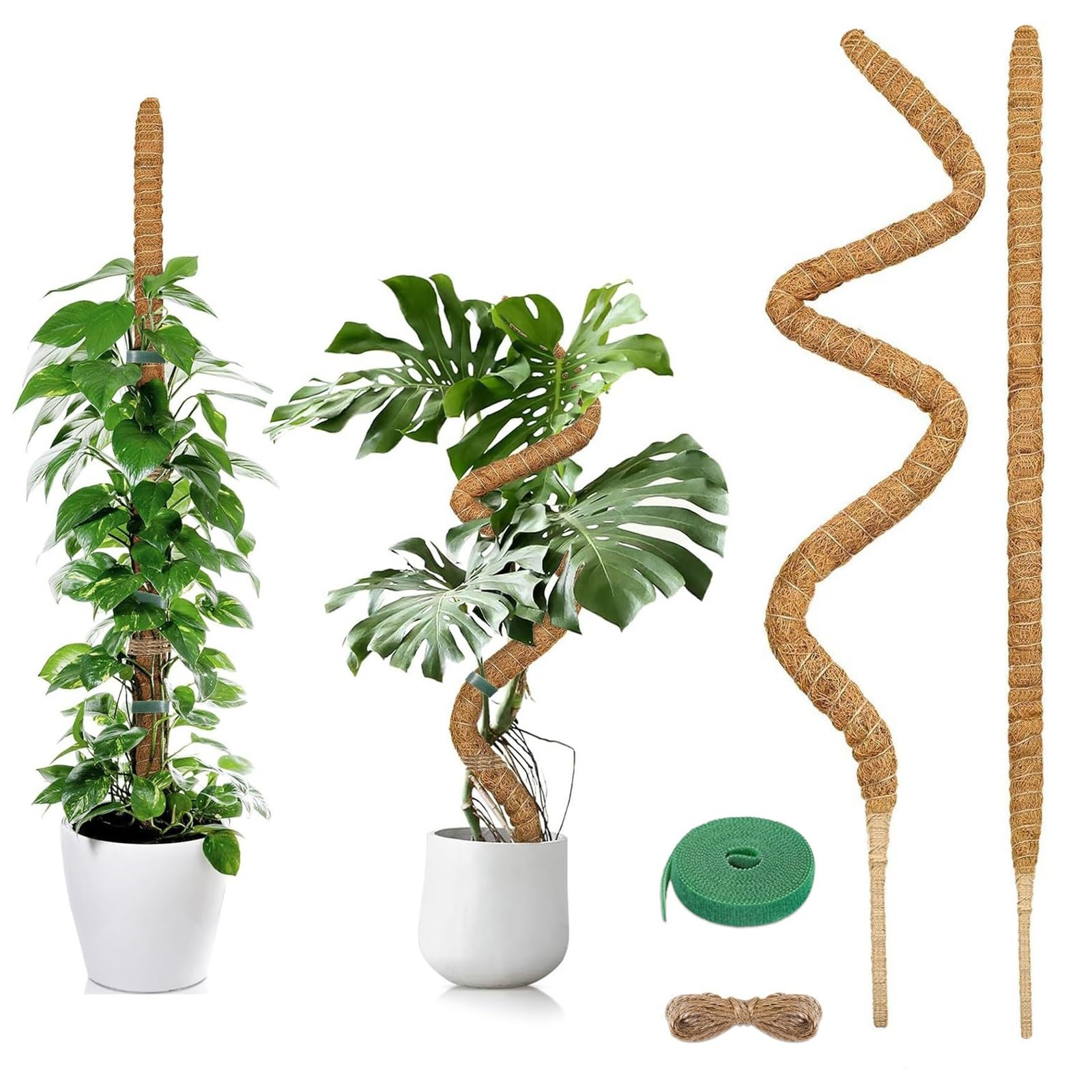 2 Pezzi Bastone di Muschio, 120cm Palo di Muschio Pieghevole Supporti per Piante Fibra di Cocco Tutore Muschiato per Monstera per Piante Rampicanti da Interno