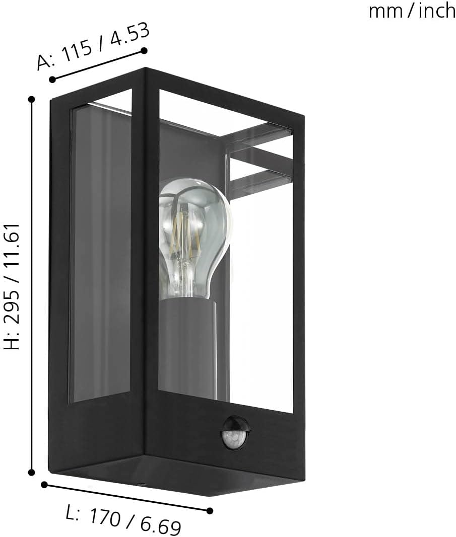 Eglo Lampada da Parete Esterno Alamonte E27, Nera - immagine 6