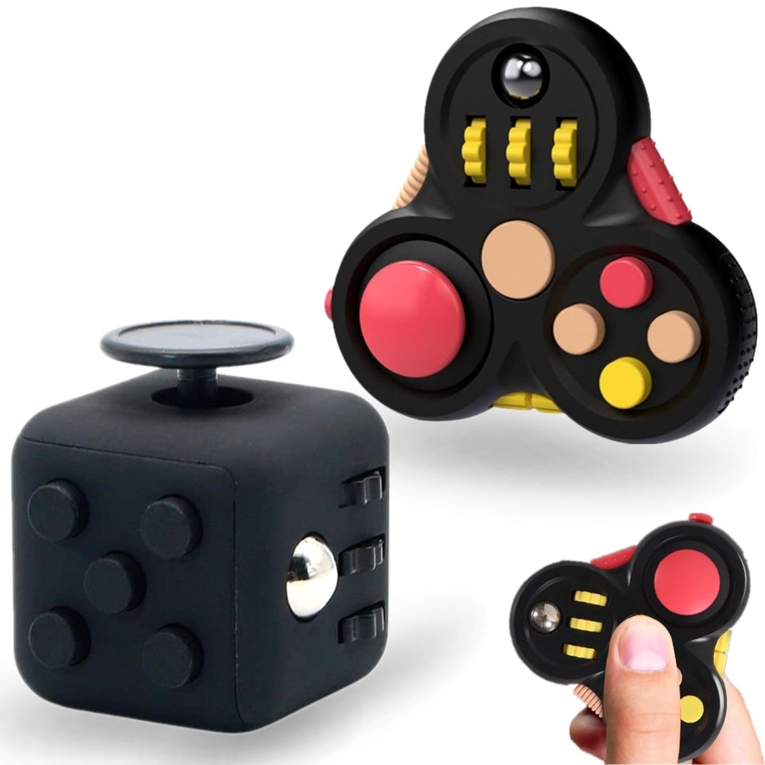 Steemjoey 2Pcs Fidget Toys Pad con 11 Funzioni, Nero
