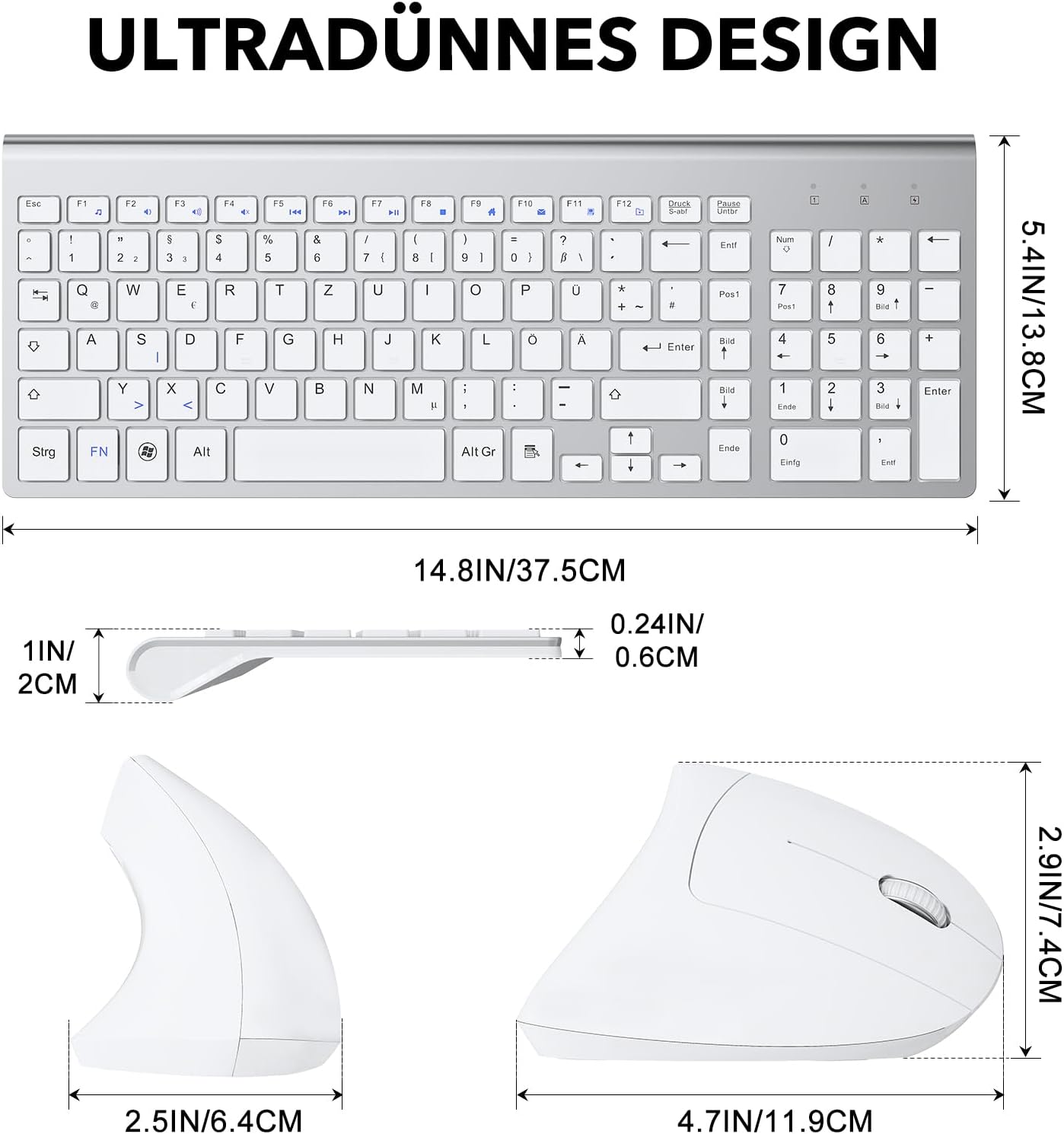 Mouse e Tastiera Wireless Ergonomici 2.4GHz - immagine 2