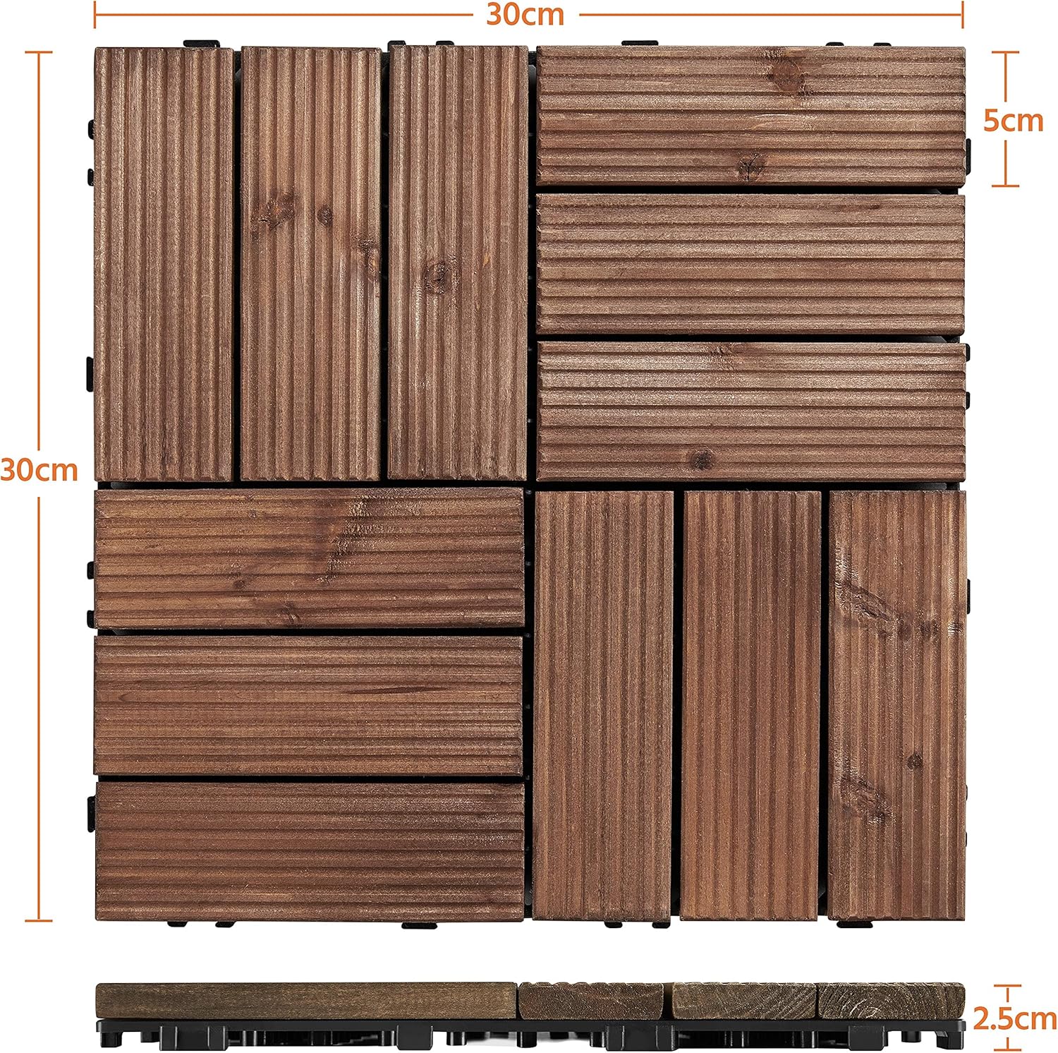 Yaheetech Piastrelle Esterno 30x30cm Legno ad Incastro - immagine 2