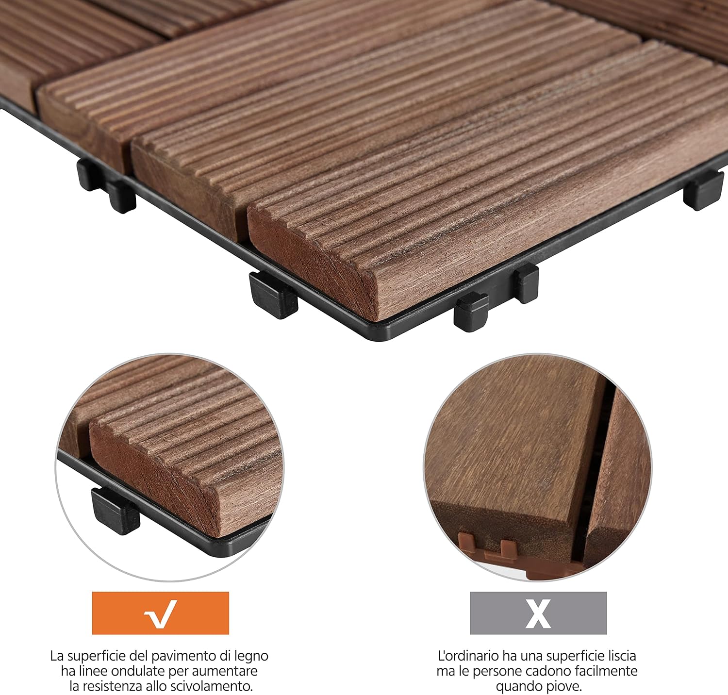 Yaheetech Piastrelle Esterno 30x30cm Legno ad Incastro - immagine 4