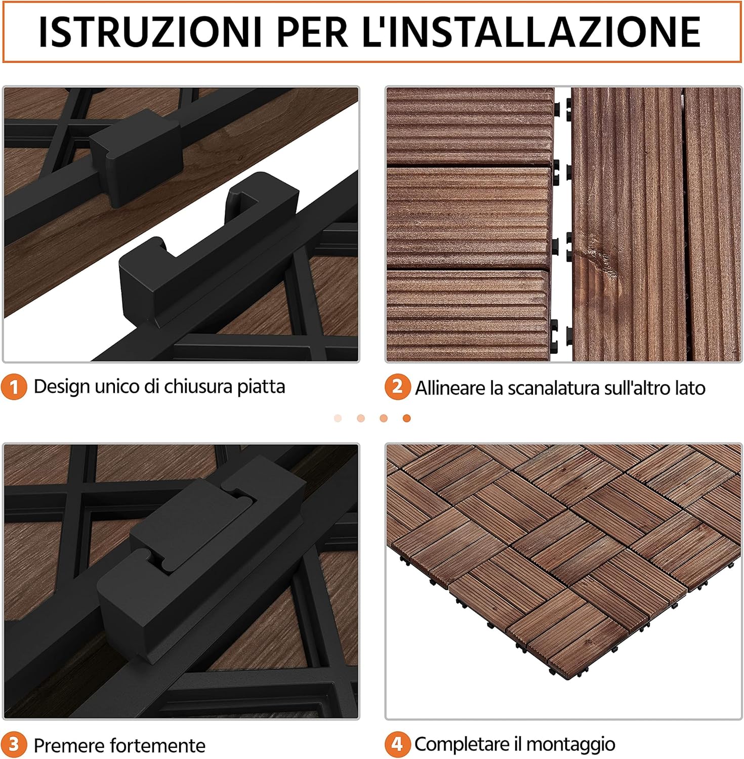 Yaheetech Piastrelle Esterno 30x30cm Legno ad Incastro - immagine 6