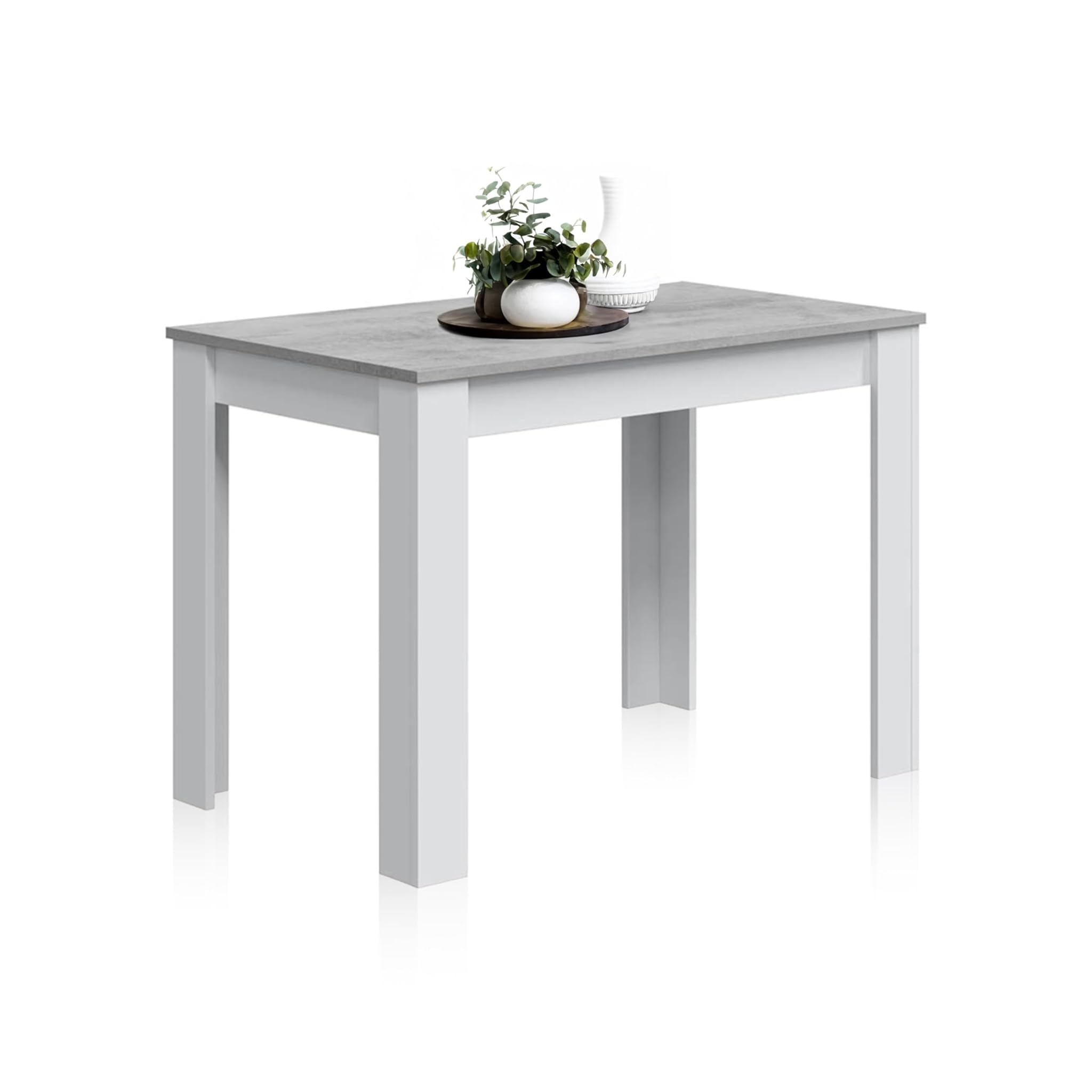 Habitdesign Tavolo Cloe 109x67x78 cm, Bianco/Cemento
