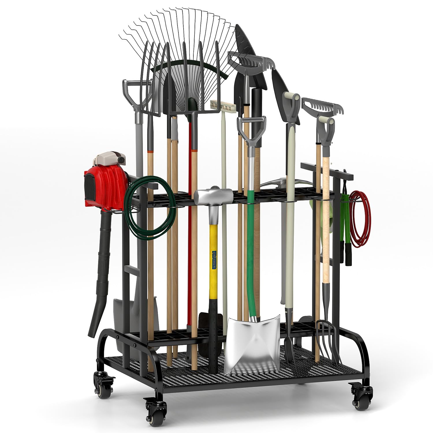 Dfeng Portautensili da Giardino in Metallo con Ruote