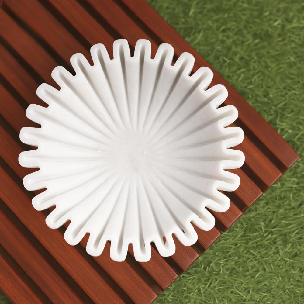 Swadeshi Blessings Urli - Ciotola in marmo con volant