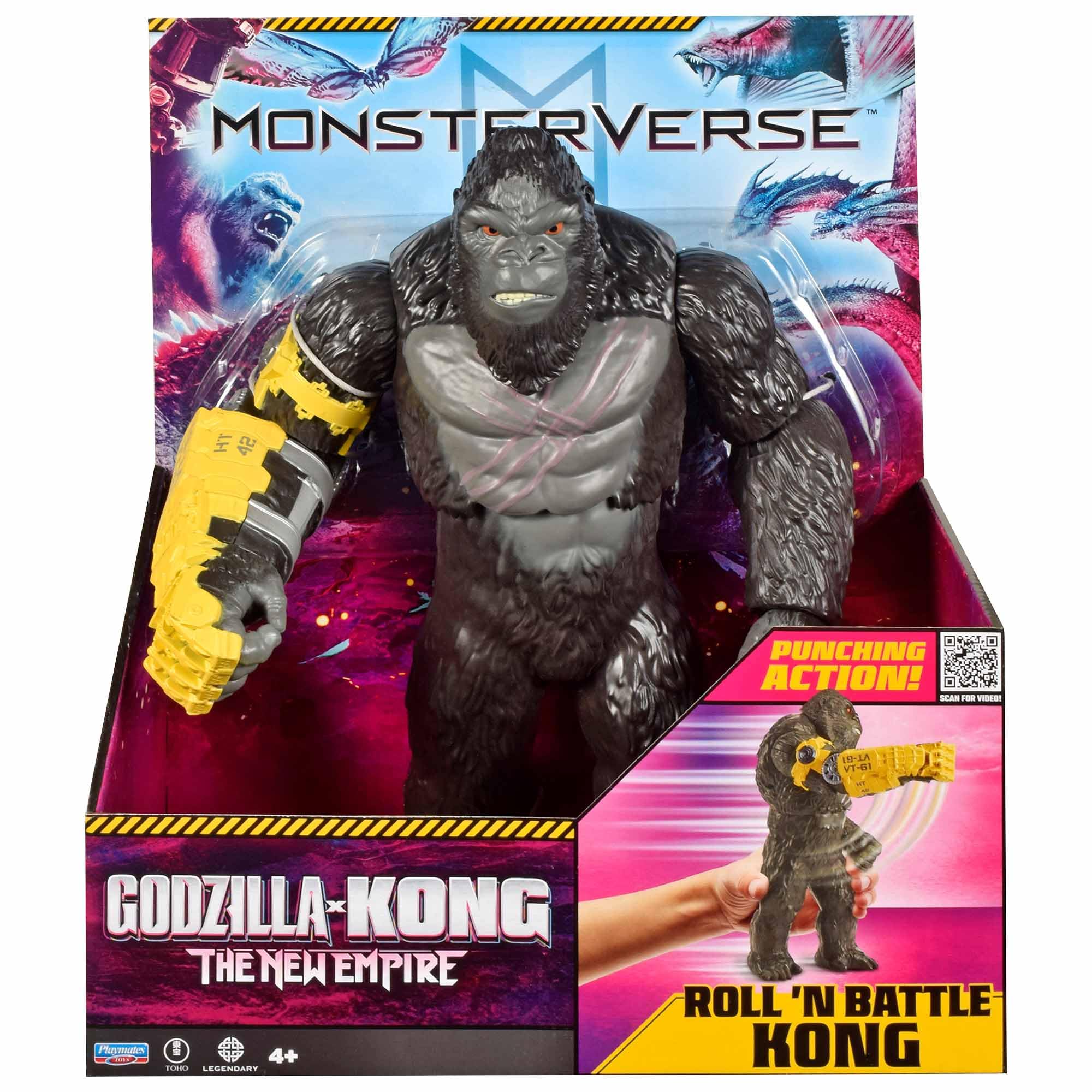 MonsterVerse - Godzilla x Kong, statuetta gigante snodata da 28 cm, con suoni e funzione attacco, modello Kong, per bambini dai 4 anni in su, MN3201