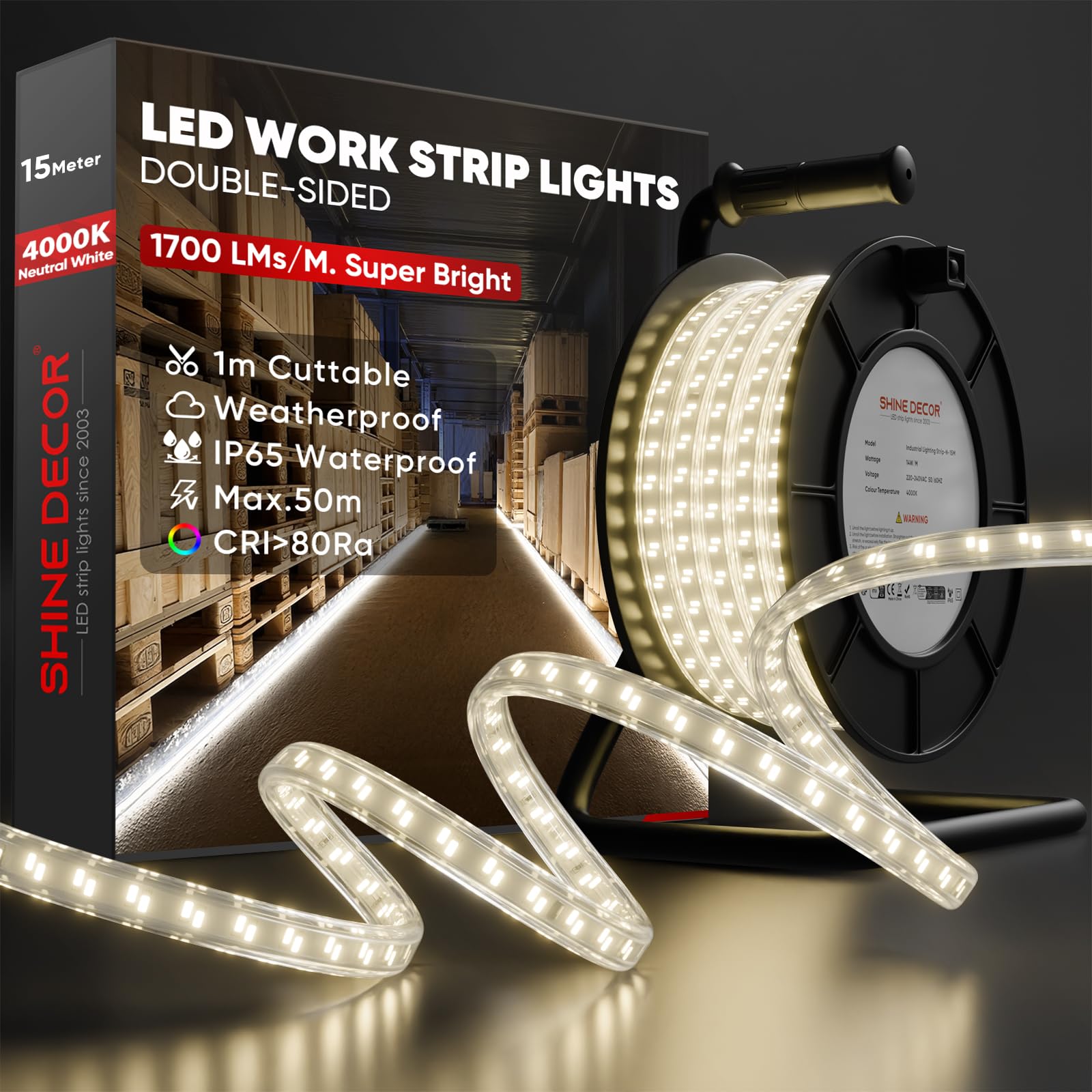 Shine Decor Striscia LED 15m Ultra Luminosa IP65