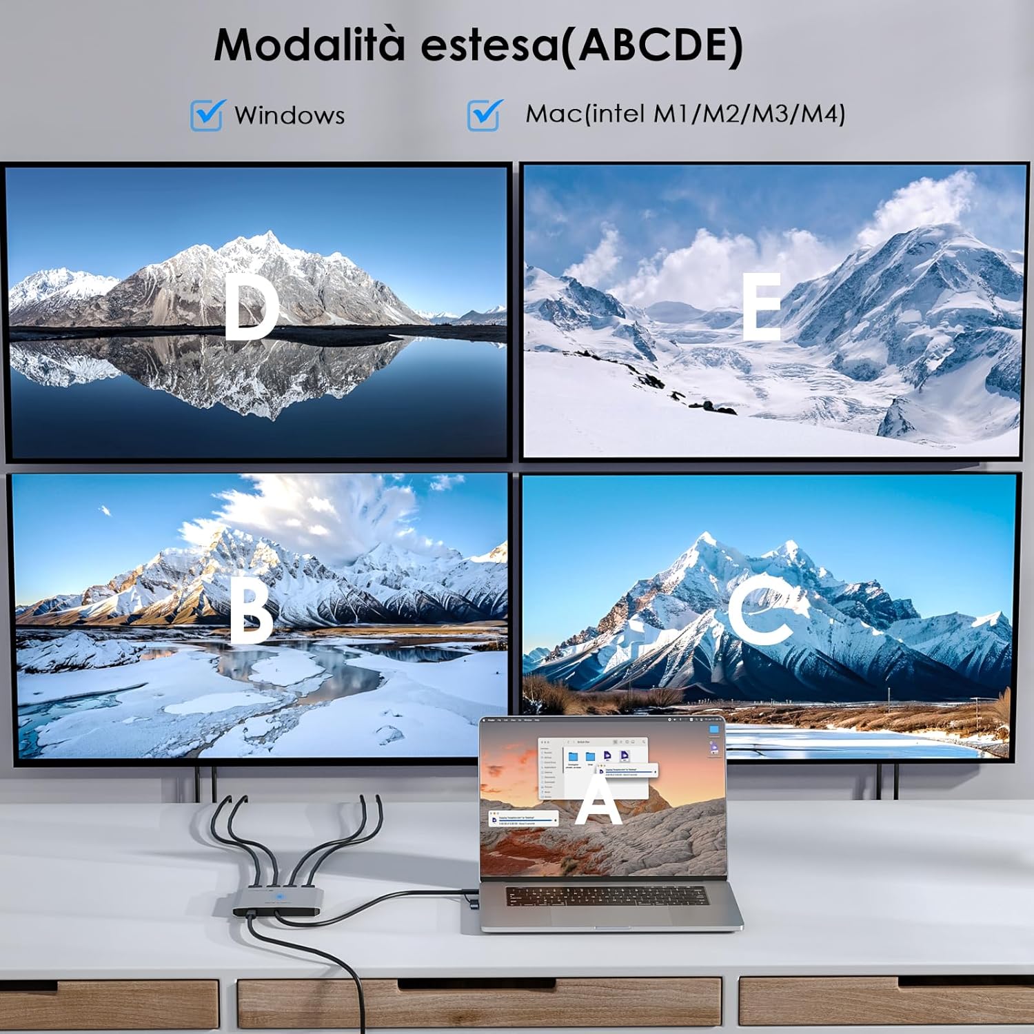 Wavlink Adattatore Quad Monitor per macOS M1/M2/M3/M4 - immagine 3