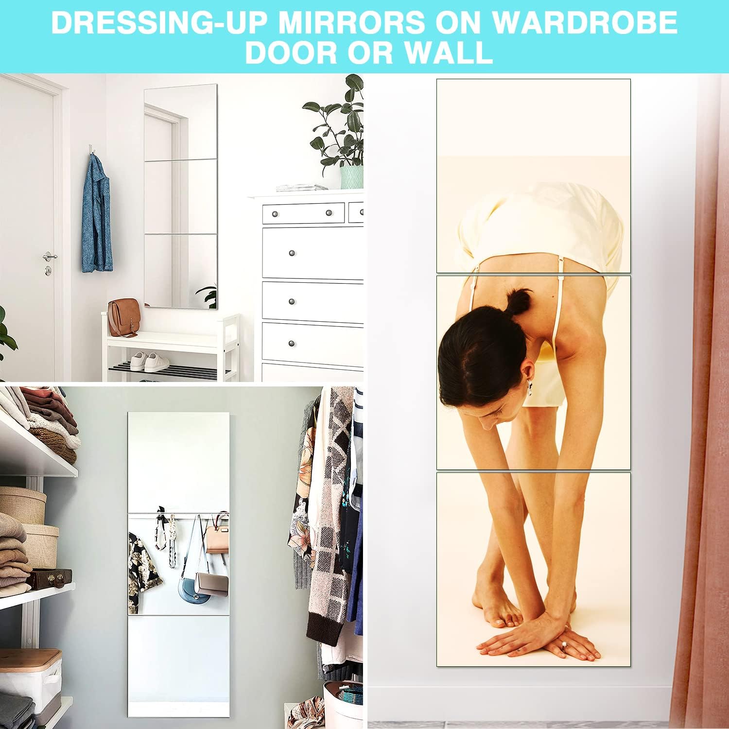 Sqinor Specchio Adesivo Rettangolare 30x30cm (4 Pezzi) - immagine 2