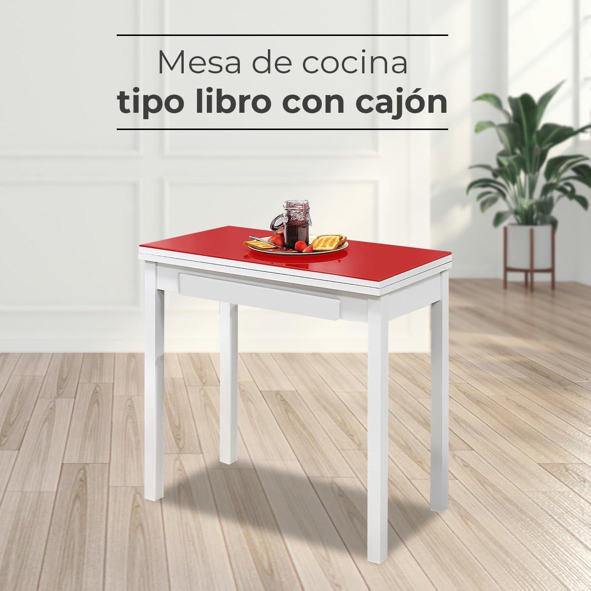 ASTIMESA MLBRO Tavolo da Cucina, Metallo, Rosso, 80x40cm - immagine 2