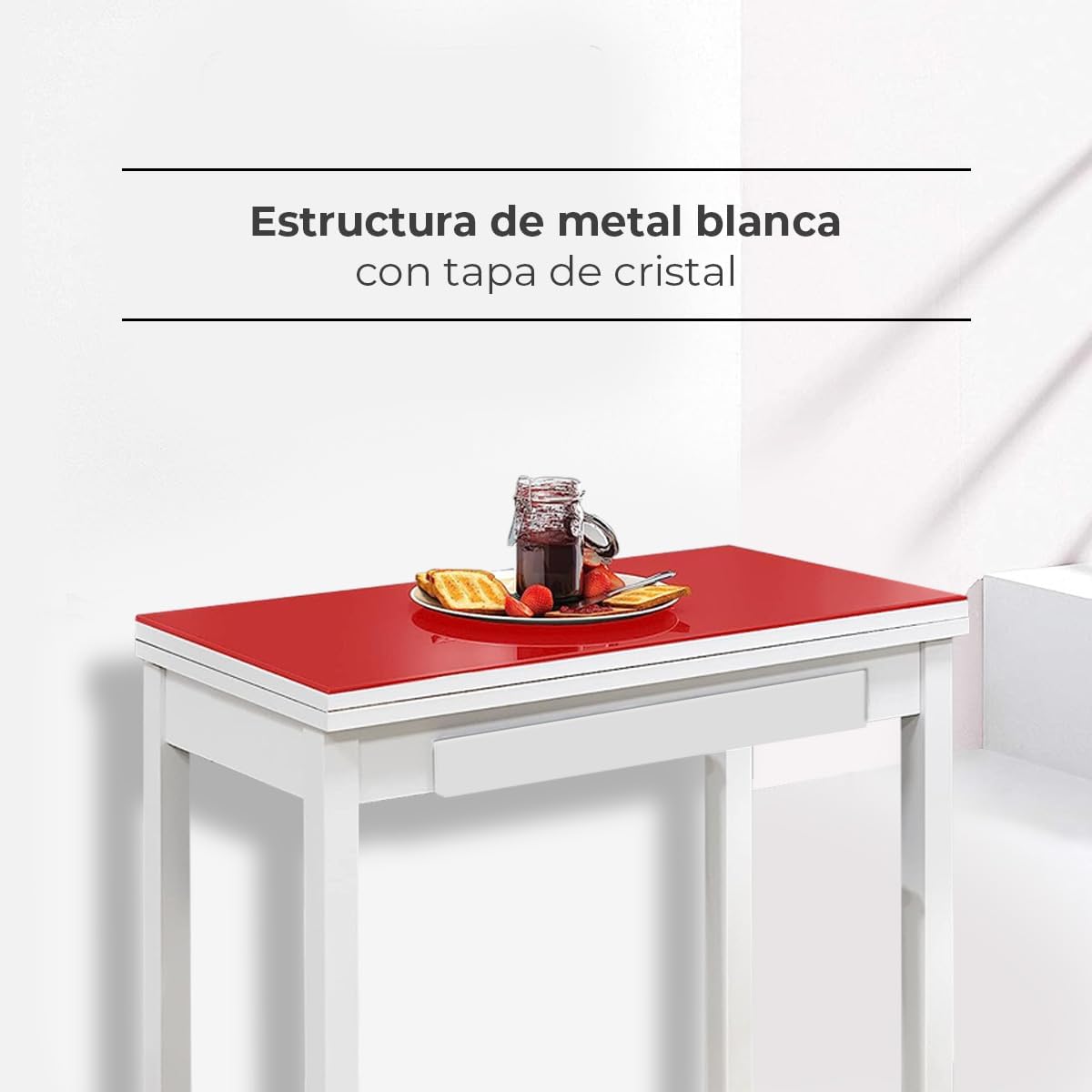 ASTIMESA MLBRO Tavolo da Cucina, Metallo, Rosso, 80x40cm - immagine 3