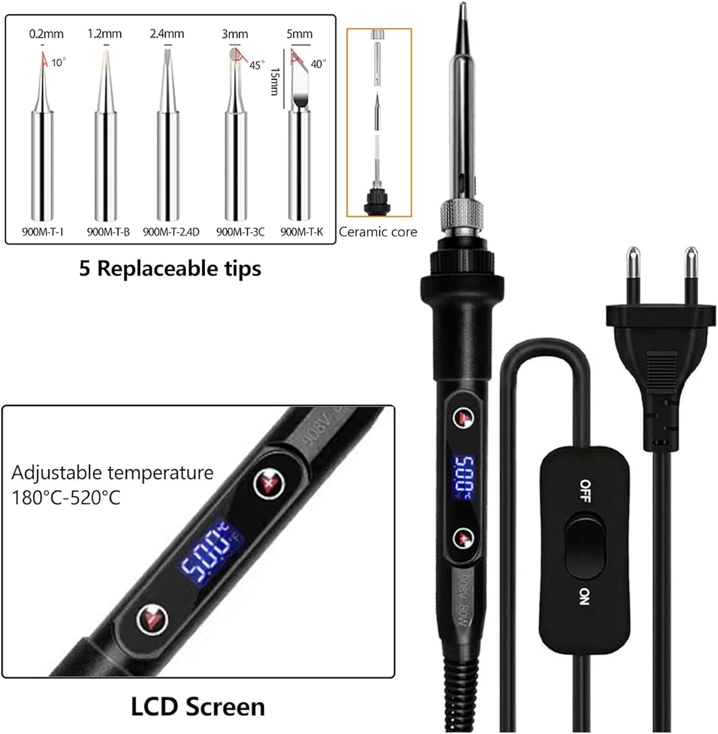 Saldatore a Stagno Kit 80W Professionale con LCD - immagine 2
