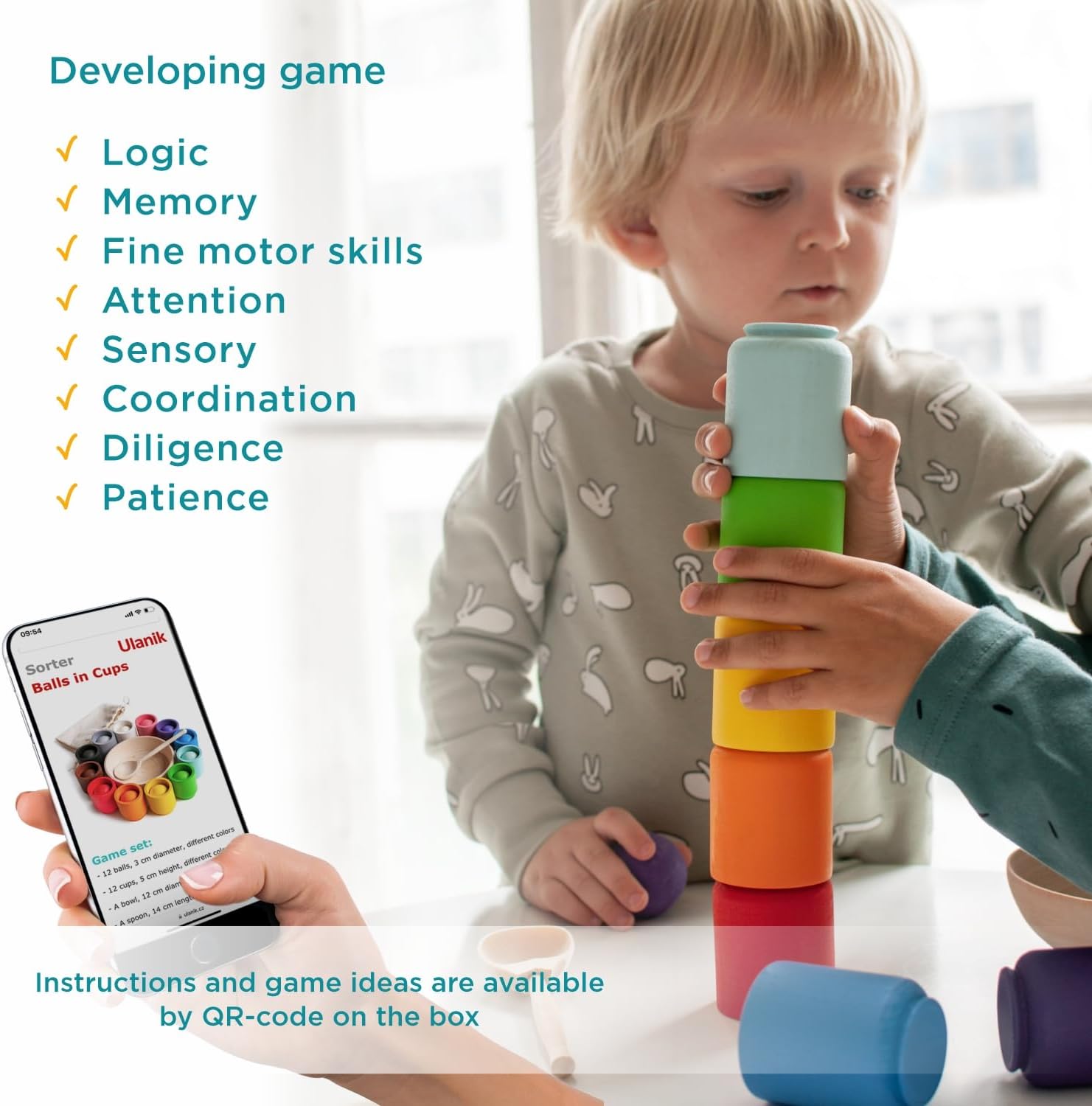 Ulanik Palline in Bicchierini - Giochi Montessori 1 Anno+ - immagine 7