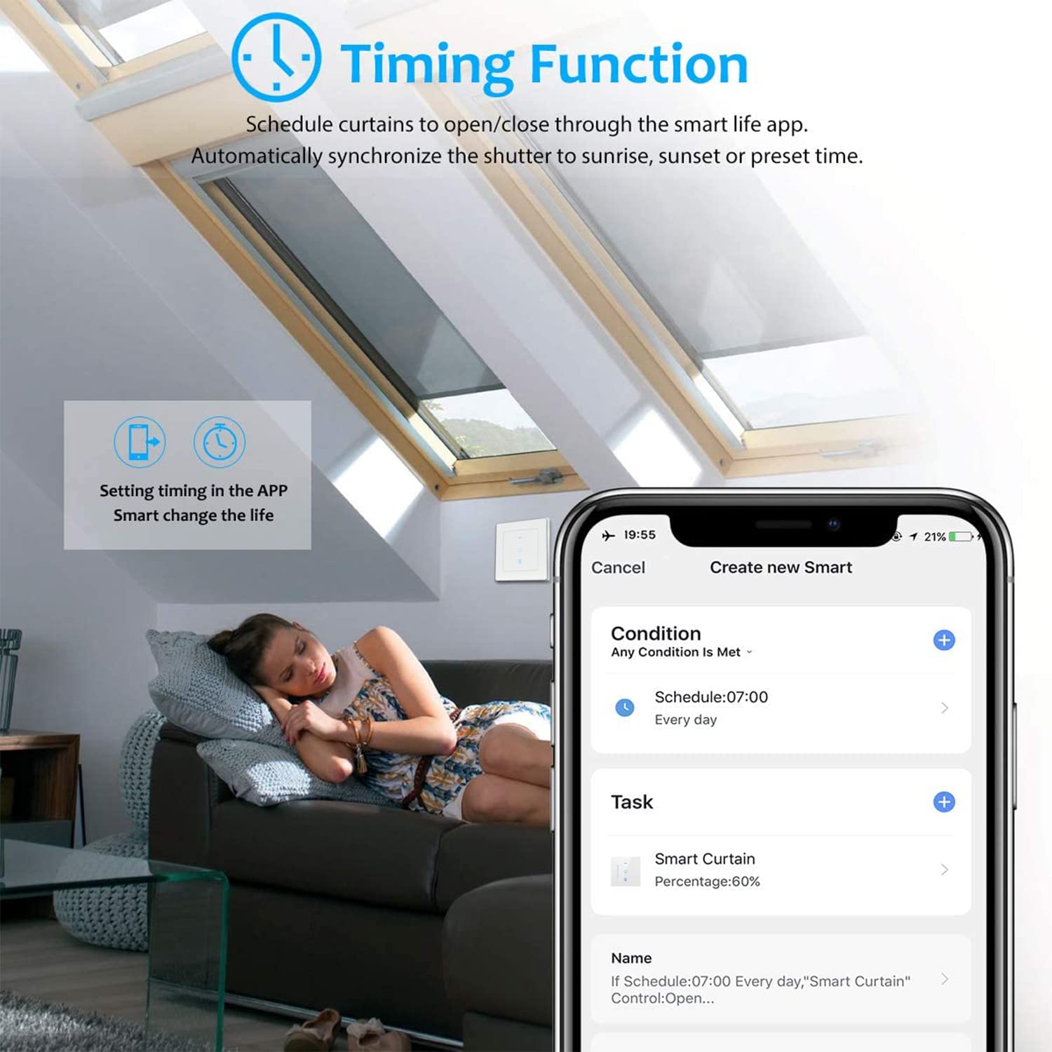 Interruttore Wi-Fi per Tapparelle con LED Controllabile - immagine 4