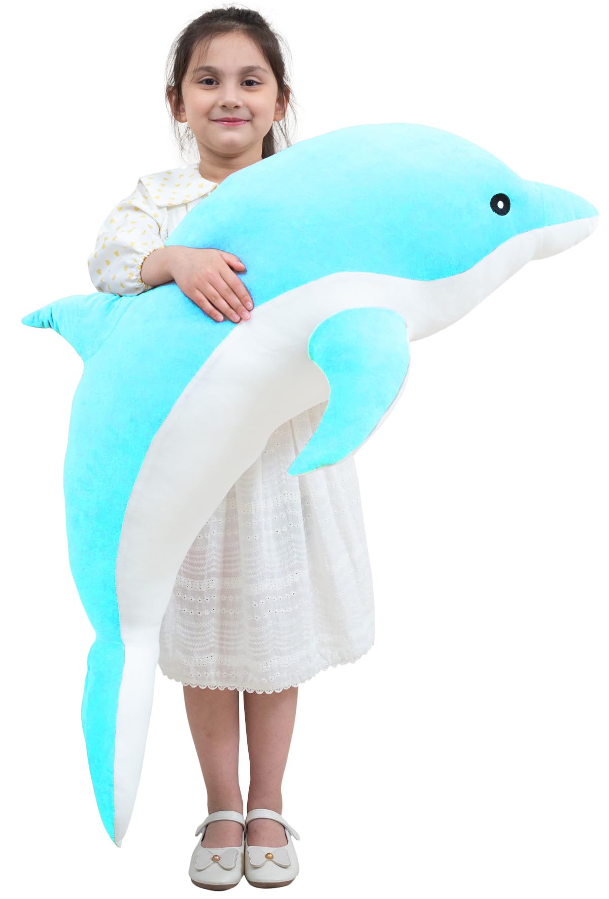 Delfino Peluche Morbido Cuscino 120cm, Blu