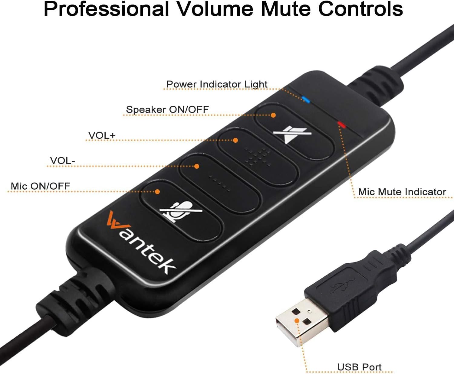 Wantek 601N Cuffie Mono con Microfono e Cavo - immagine 3