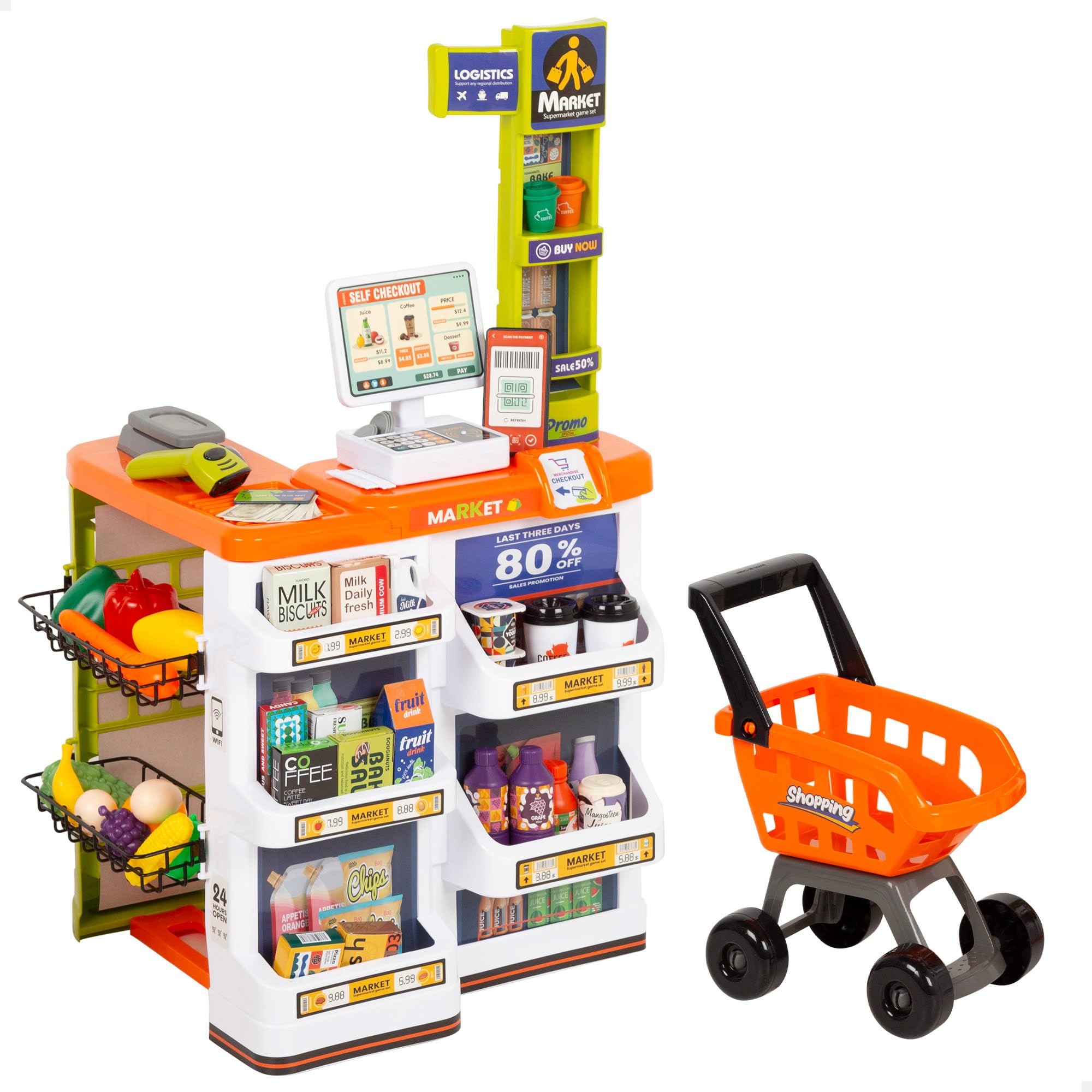 ColorBaby- Supermercato Giocattolo con Carrello, 47965