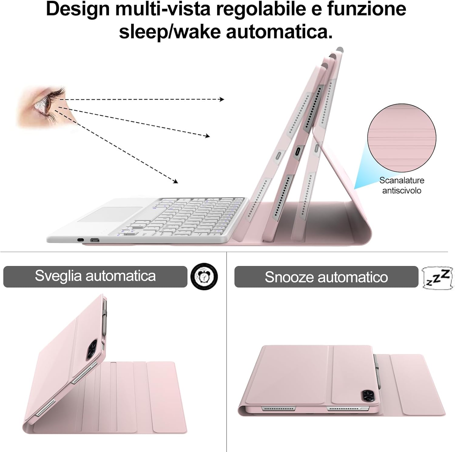 Iveoppe Tastiera Honor Pad X8a 2024 con Touchpad, Rosa - immagine 5