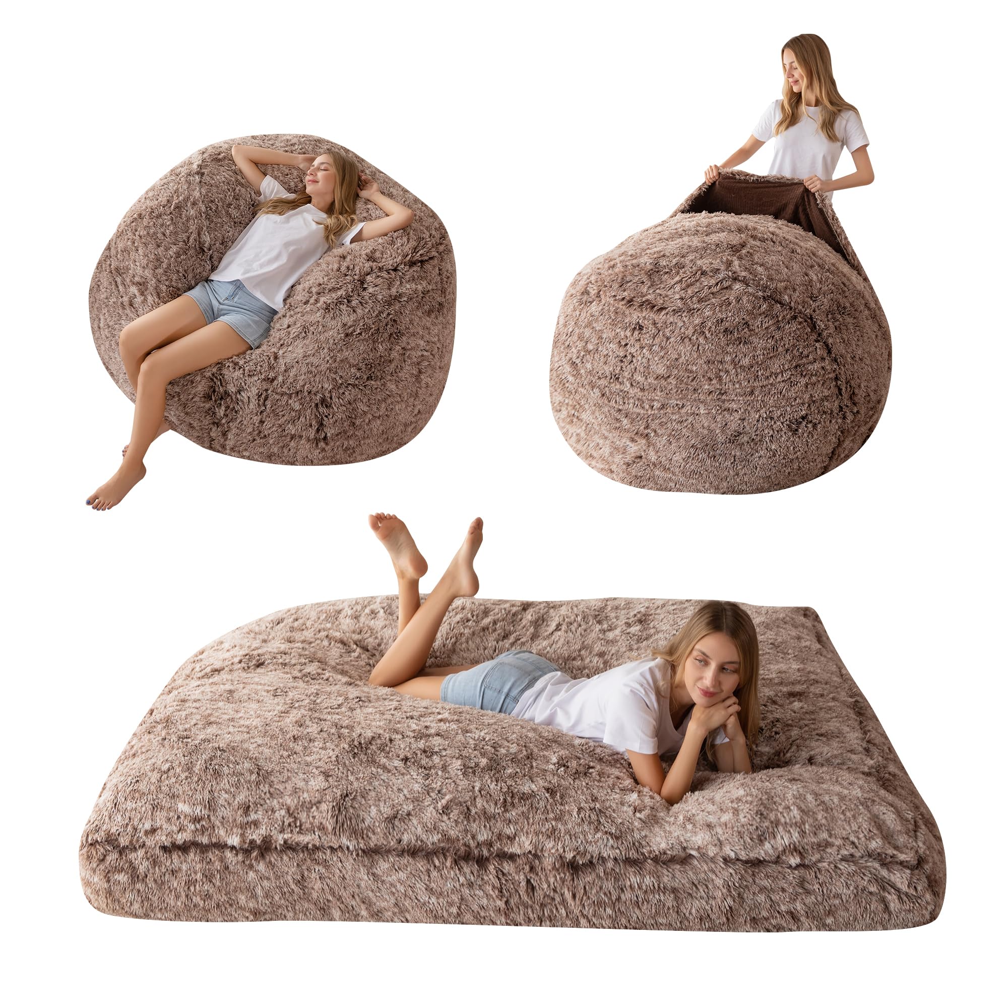 Maxyoyo Pouf gigante trasformabile in letto, marrone