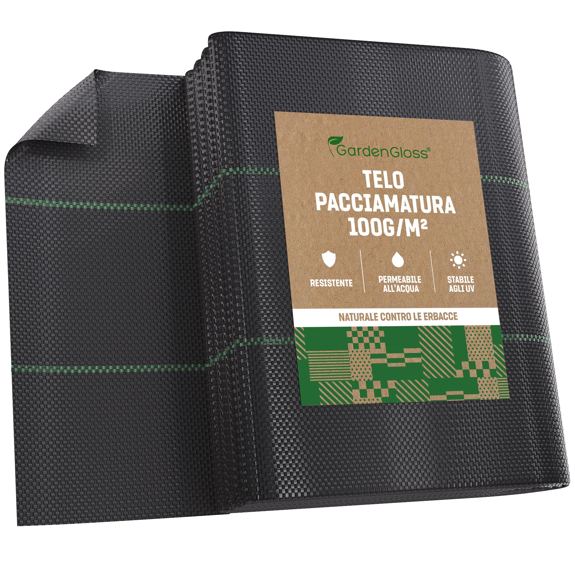 GardenGloss Telo Pacciamatura 20m² 100g/m², Nero