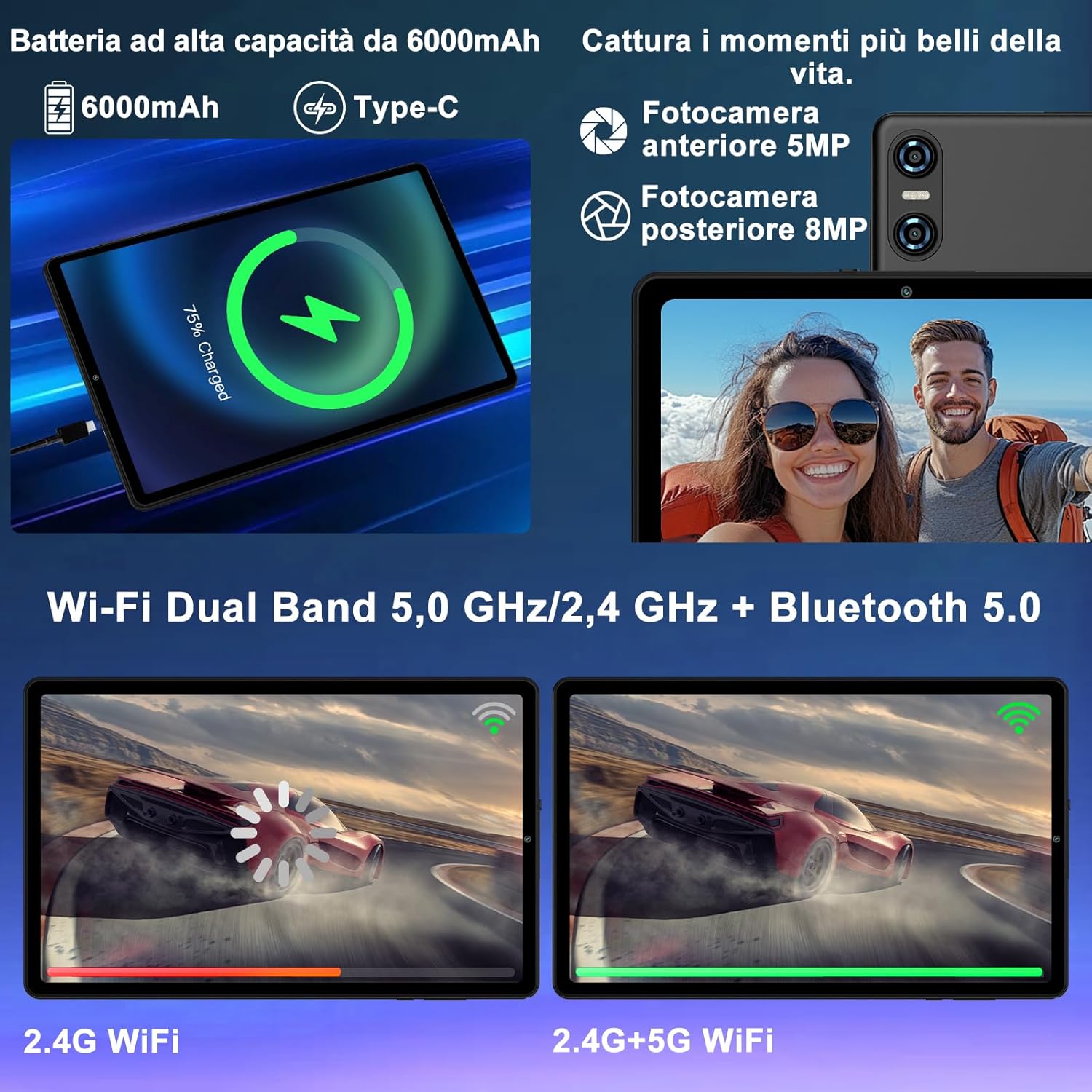 Tablet 10 Pollici Android 15 con Gemini AI Nero - immagine 6