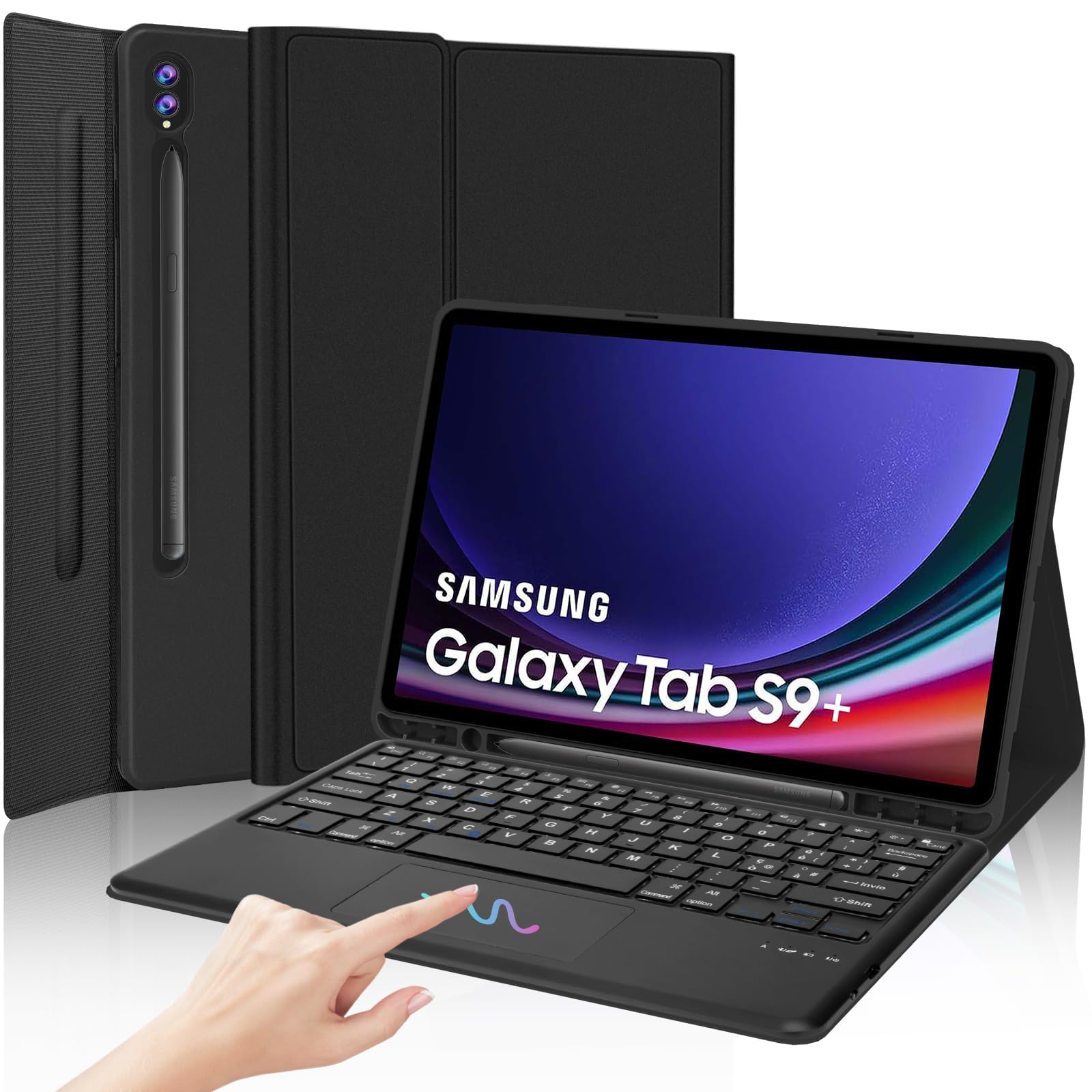 Tastiera Samsung Galaxy Tab S9 FE Plus 12.4" con Touchpad, Nero