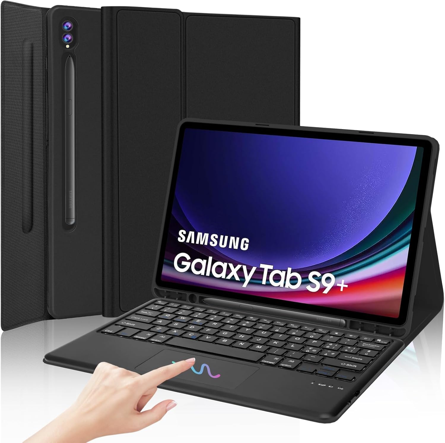Tastiera Samsung Galaxy Tab S9 FE Plus 12.4" con Touchpad, Nero - immagine 1