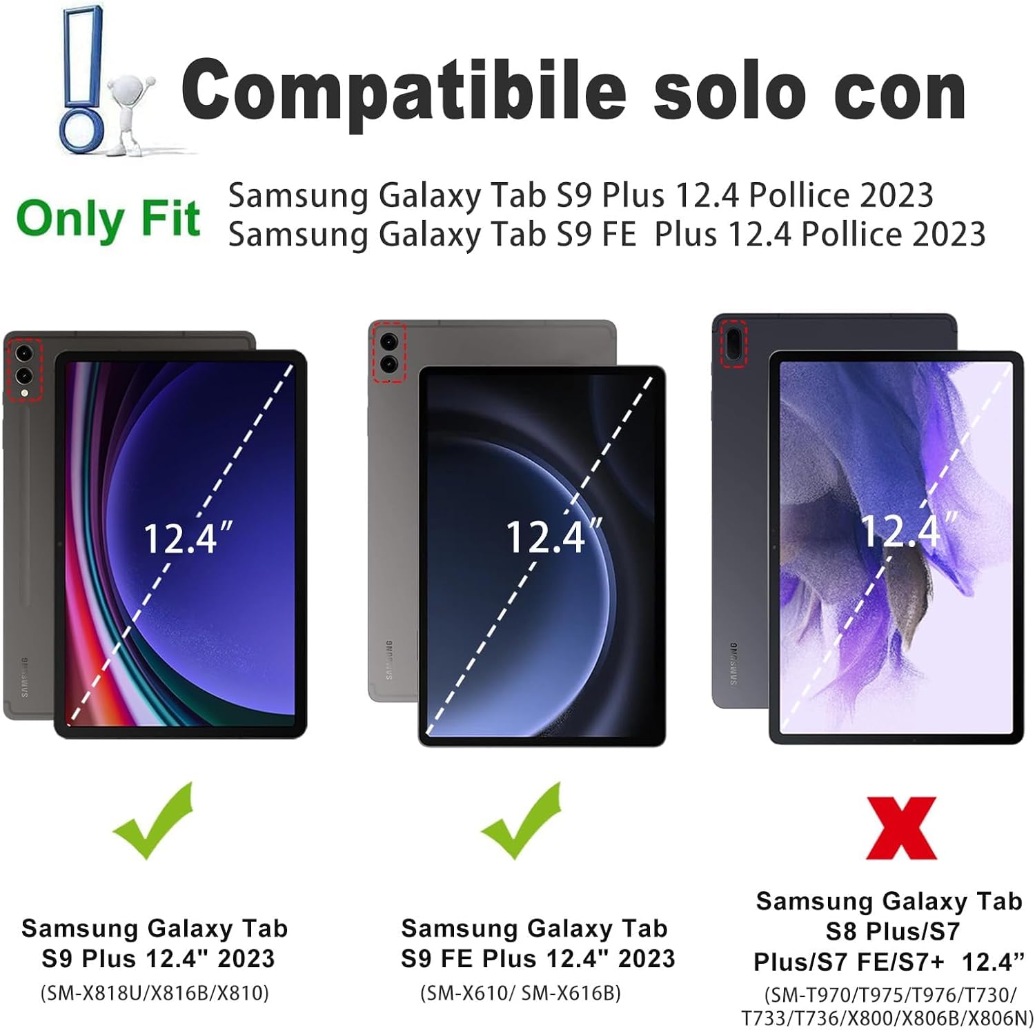 Tastiera Samsung Galaxy Tab S9 FE Plus 12.4" con Touchpad, Nero - immagine 2