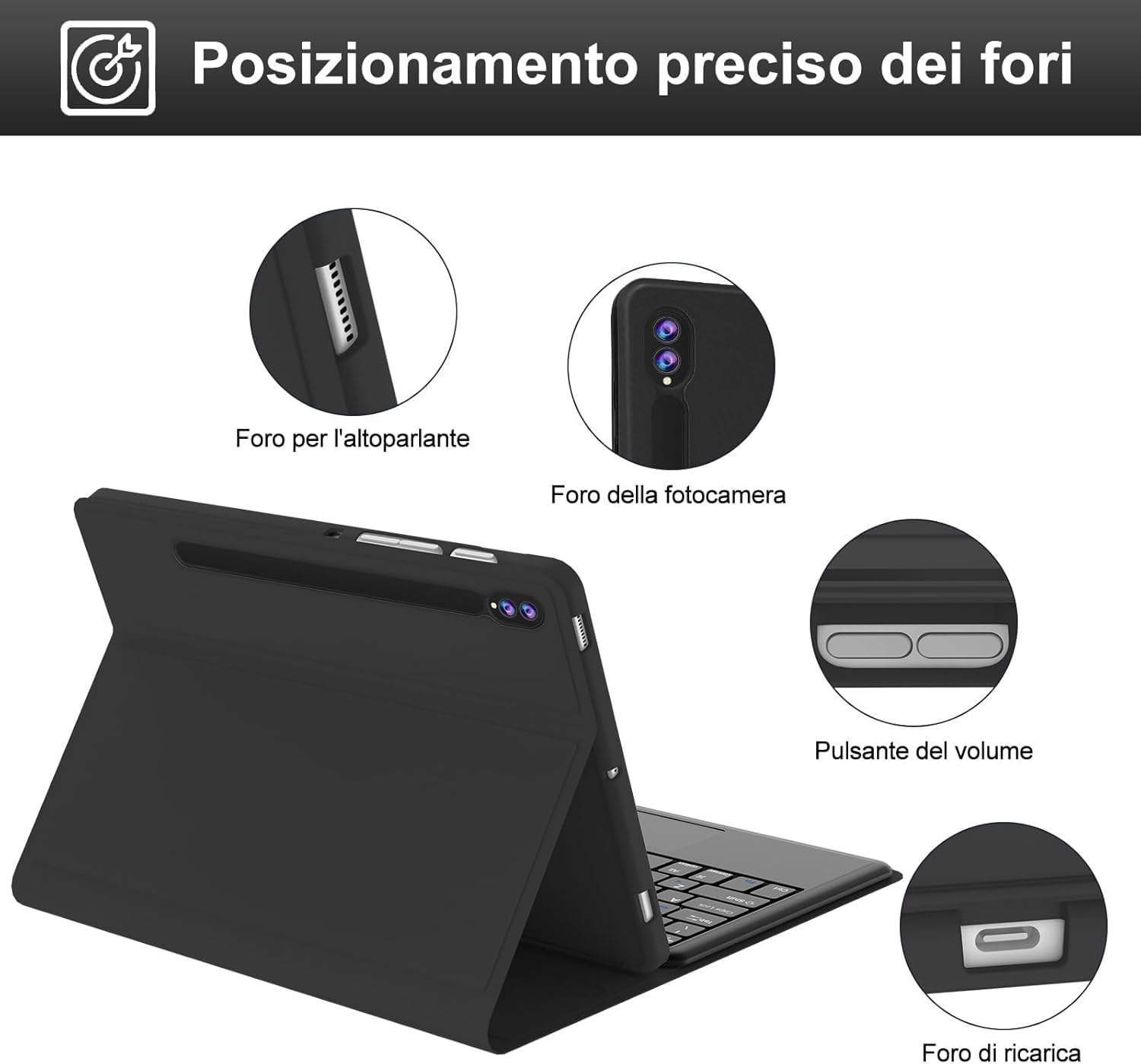 Tastiera Samsung Galaxy Tab S9 FE Plus 12.4" con Touchpad, Nero - immagine 7