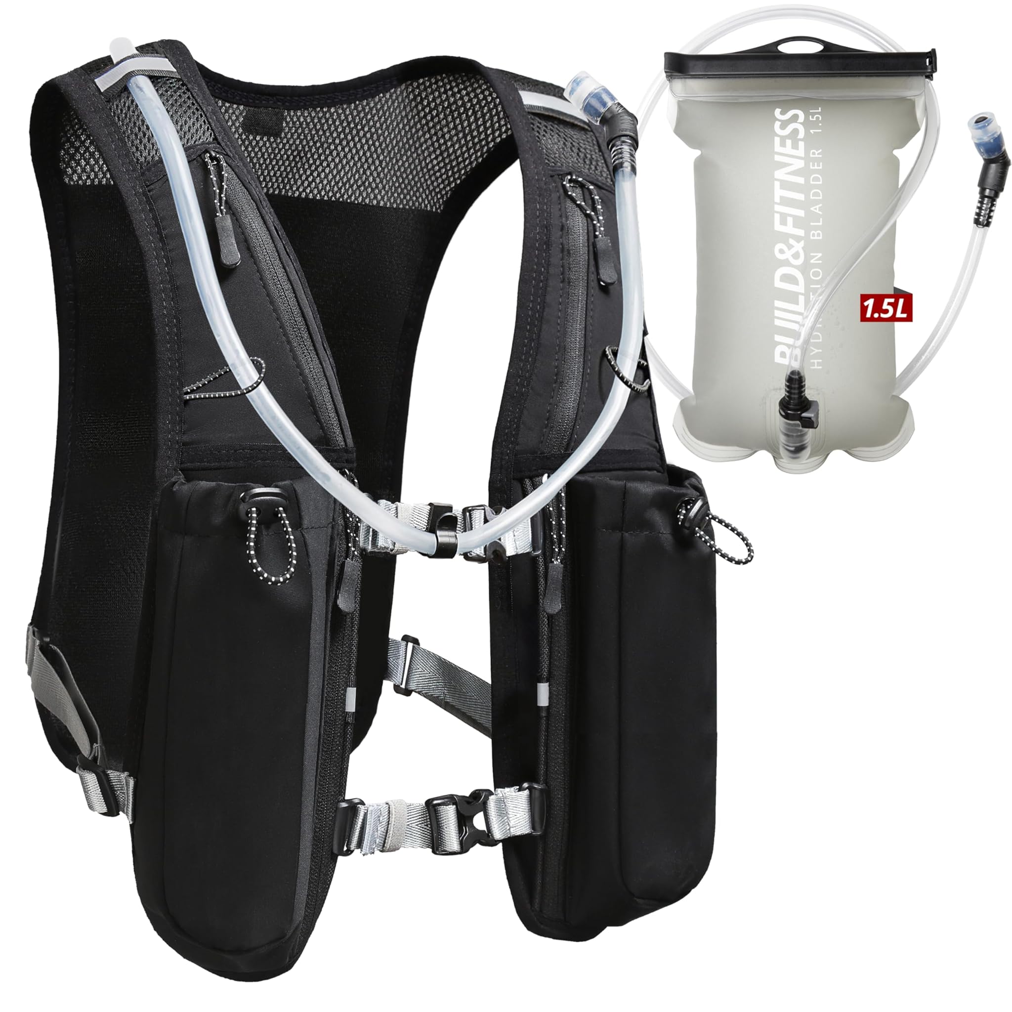 Gilet Idratazione da Corsa Riflettente 7 Tasche