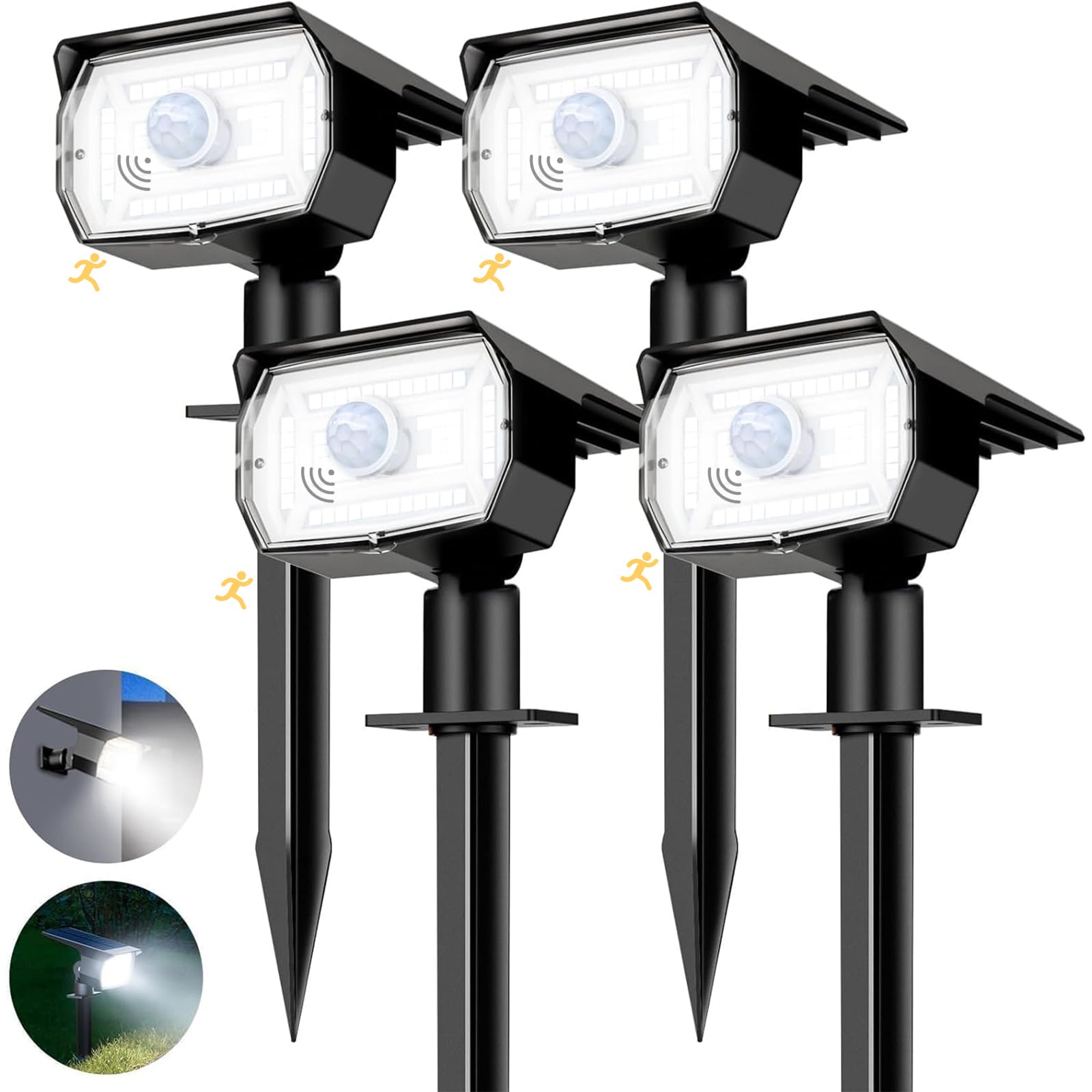 Nipify 4 Faretti Solari a LED da Esterno con Sensore