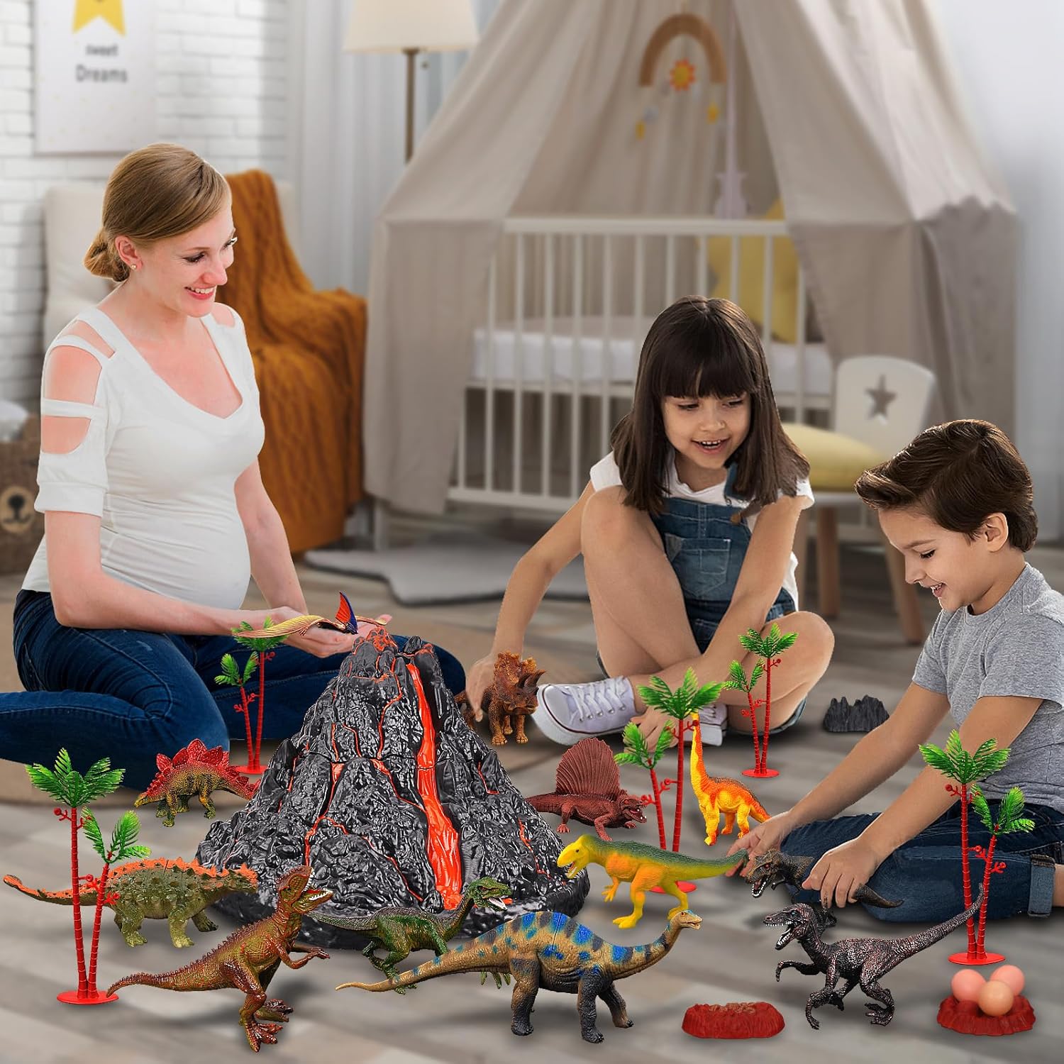 Grande Set Vulcano con 9 Dinosauri Realistici - immagine 8