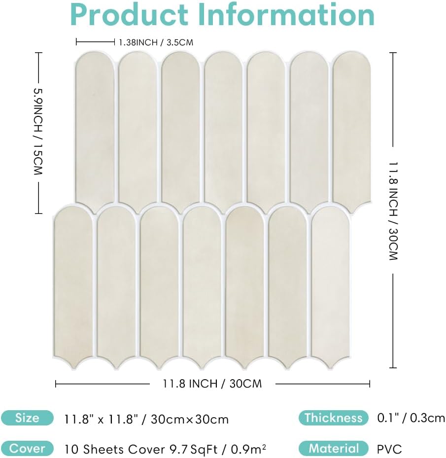 Commomy Piastrelle Adesive 3D 30x30cm - 10 Pezzi - immagine 6