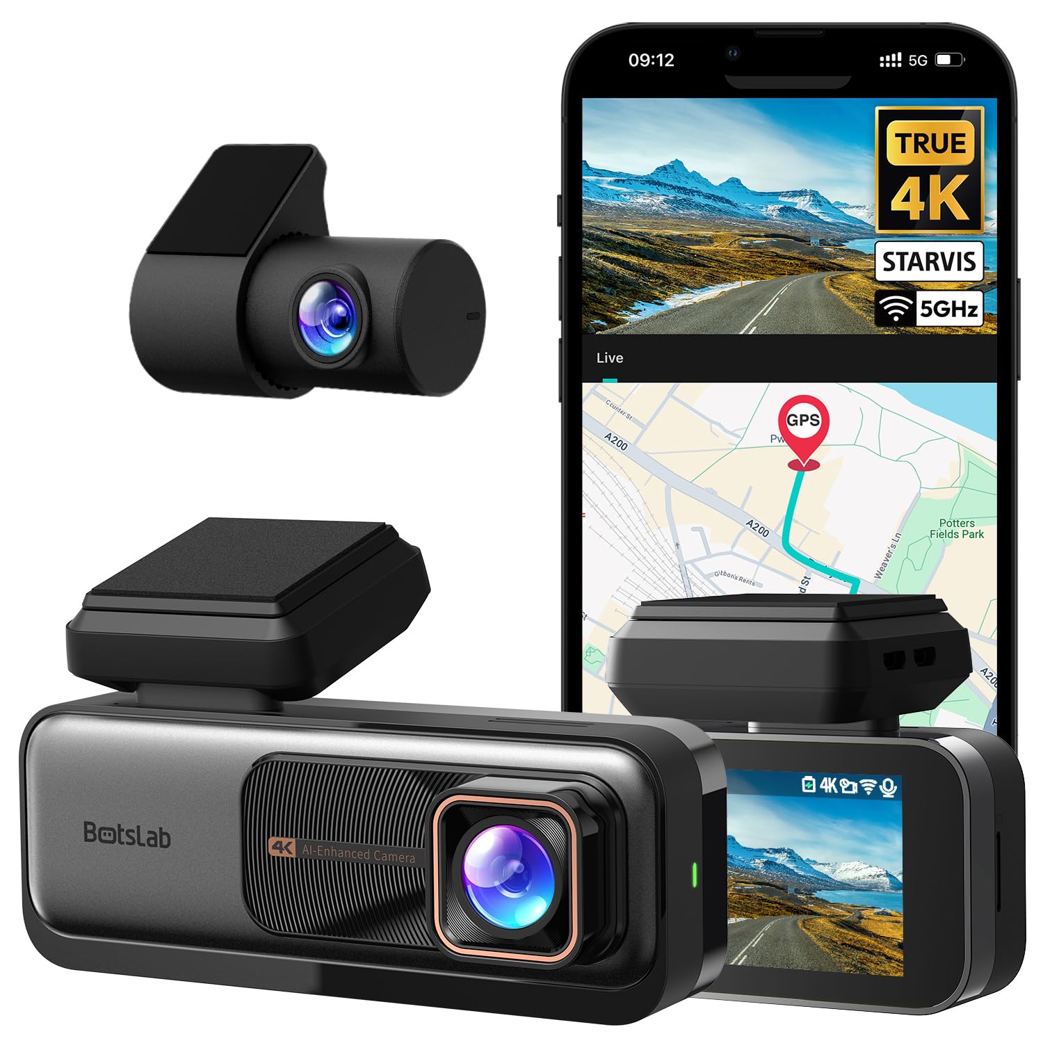 Botslab Dash Cam 4K WiFi Anteriore e Posteriore