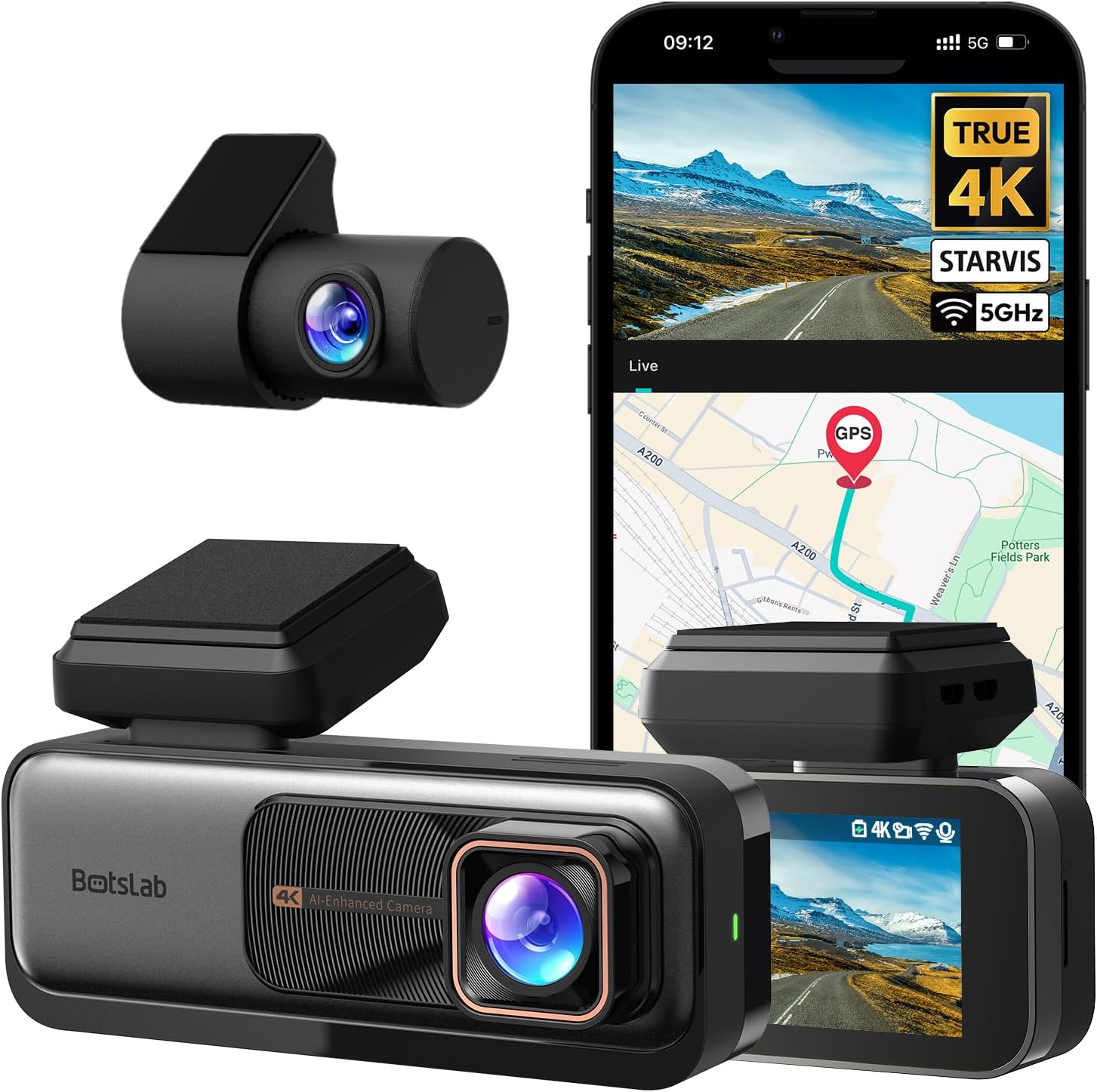Botslab Dash Cam 4K WiFi Anteriore e Posteriore - immagine 1