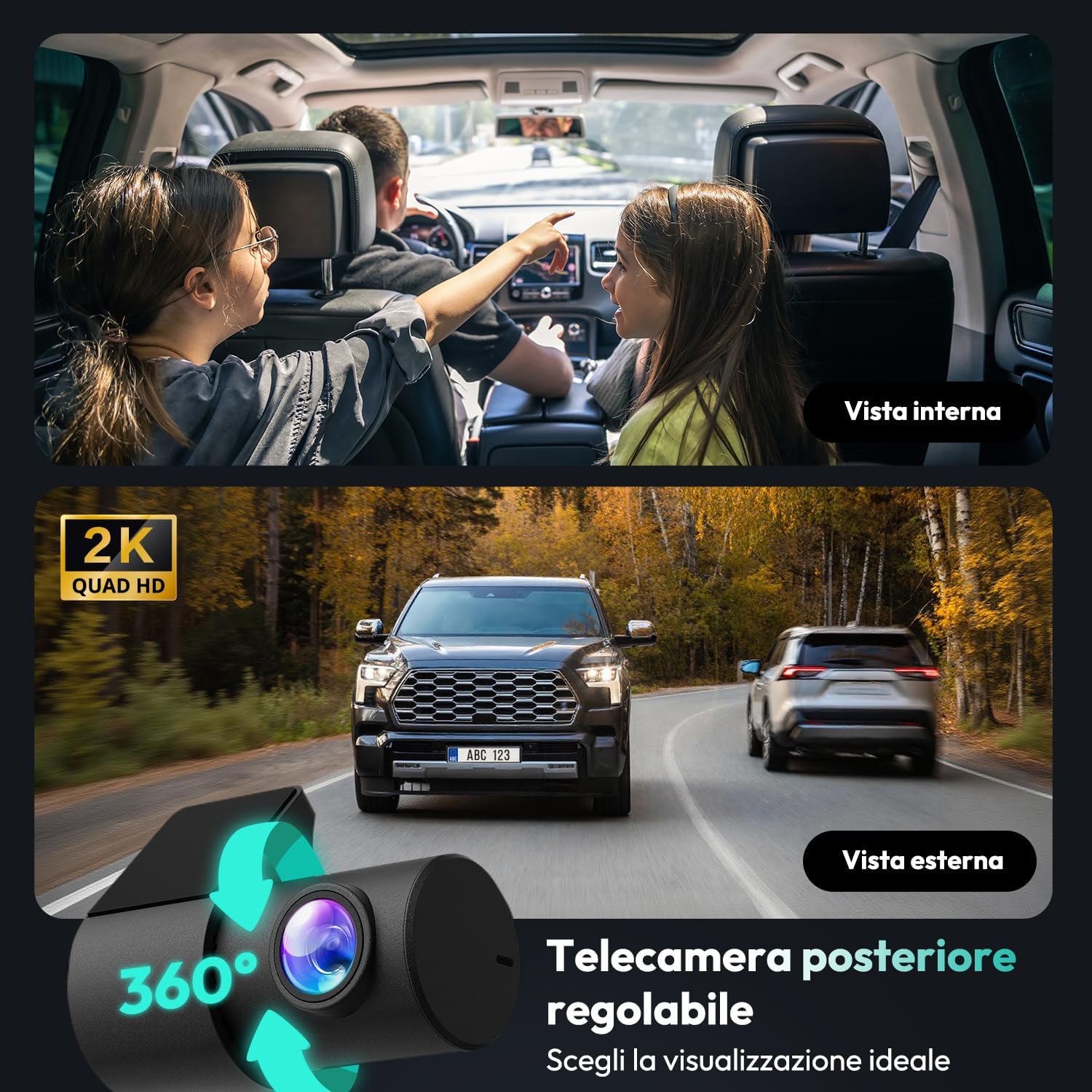 Botslab Dash Cam 4K WiFi Anteriore e Posteriore - immagine 4