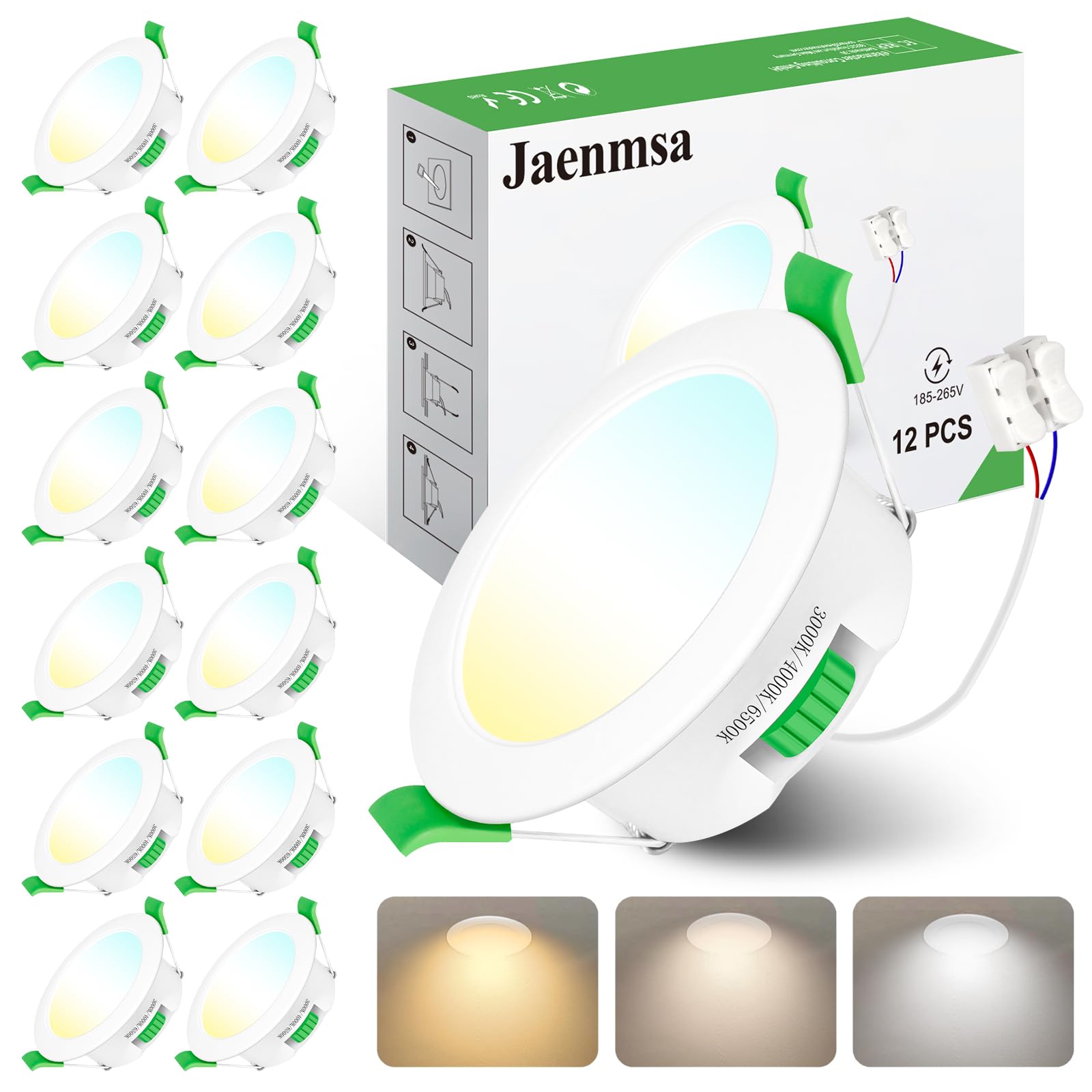 Jaenmsa 12x Faretti LED Incasso 4W IP44 230V