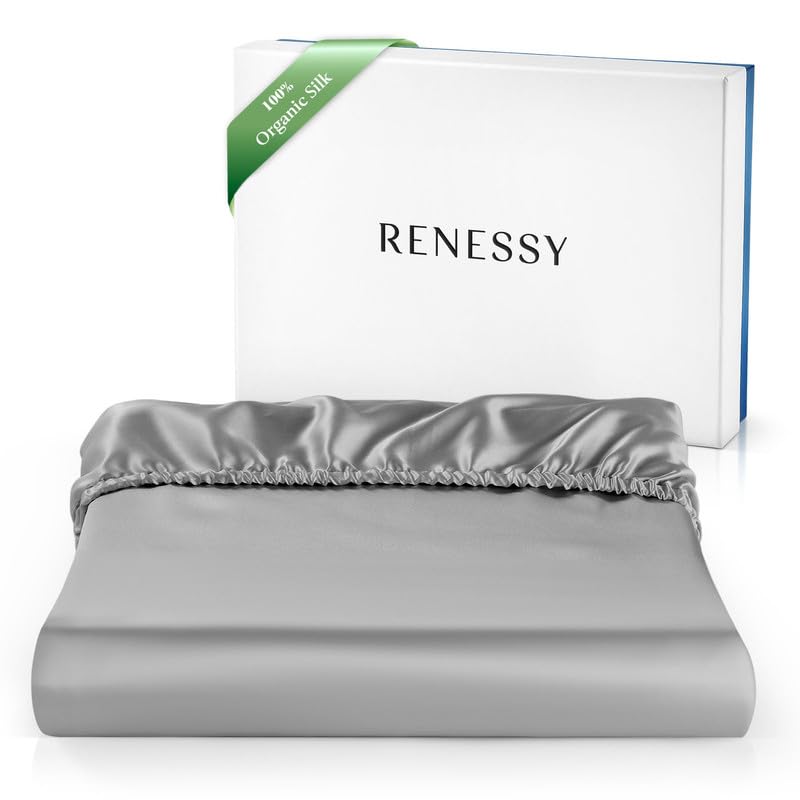RENESSY Lenzuolo con Angoli in Seta 100% Bio 180x200 cm