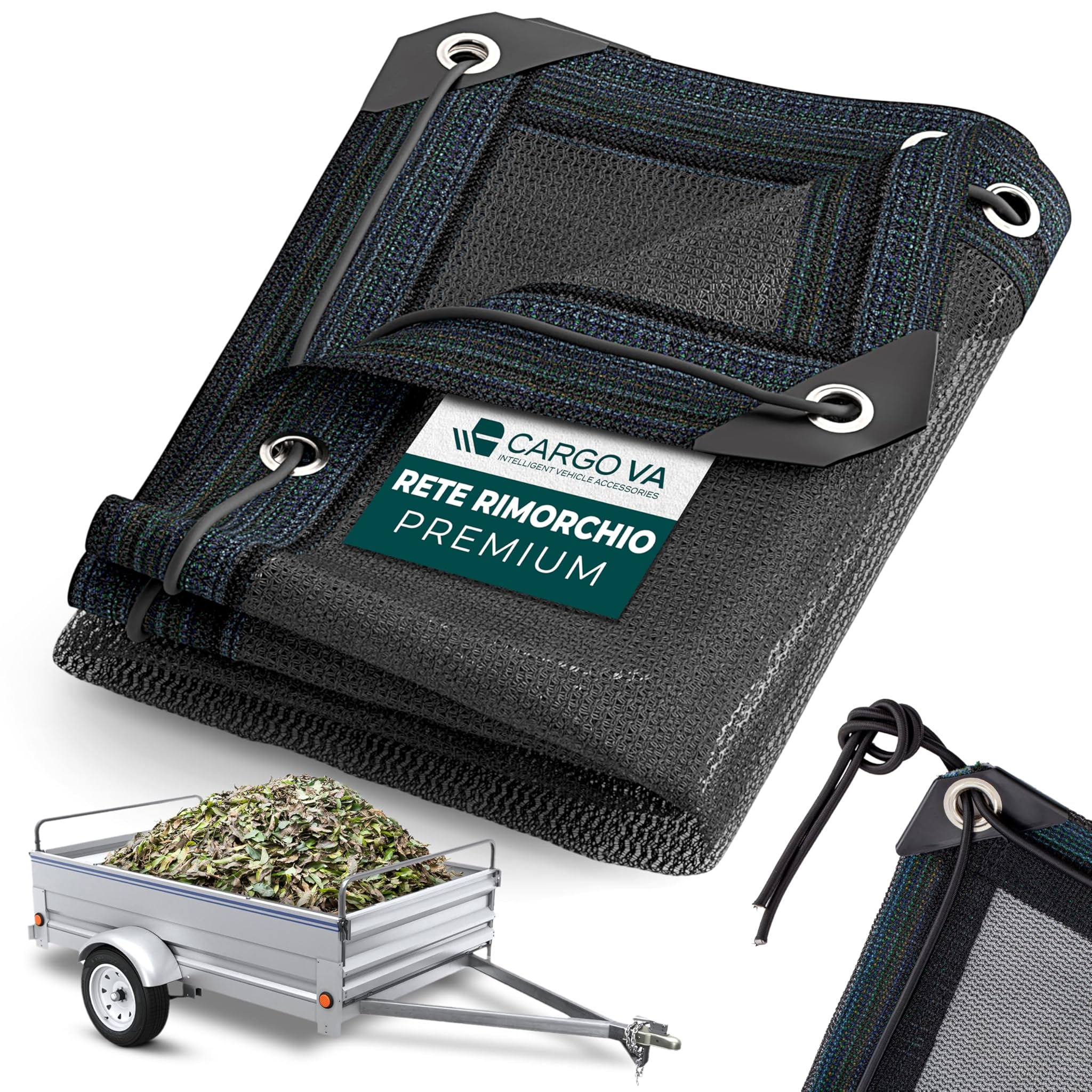 CargoVA® - Rete per Rimorchio a Maglia Fine 3,5x7m, Nera