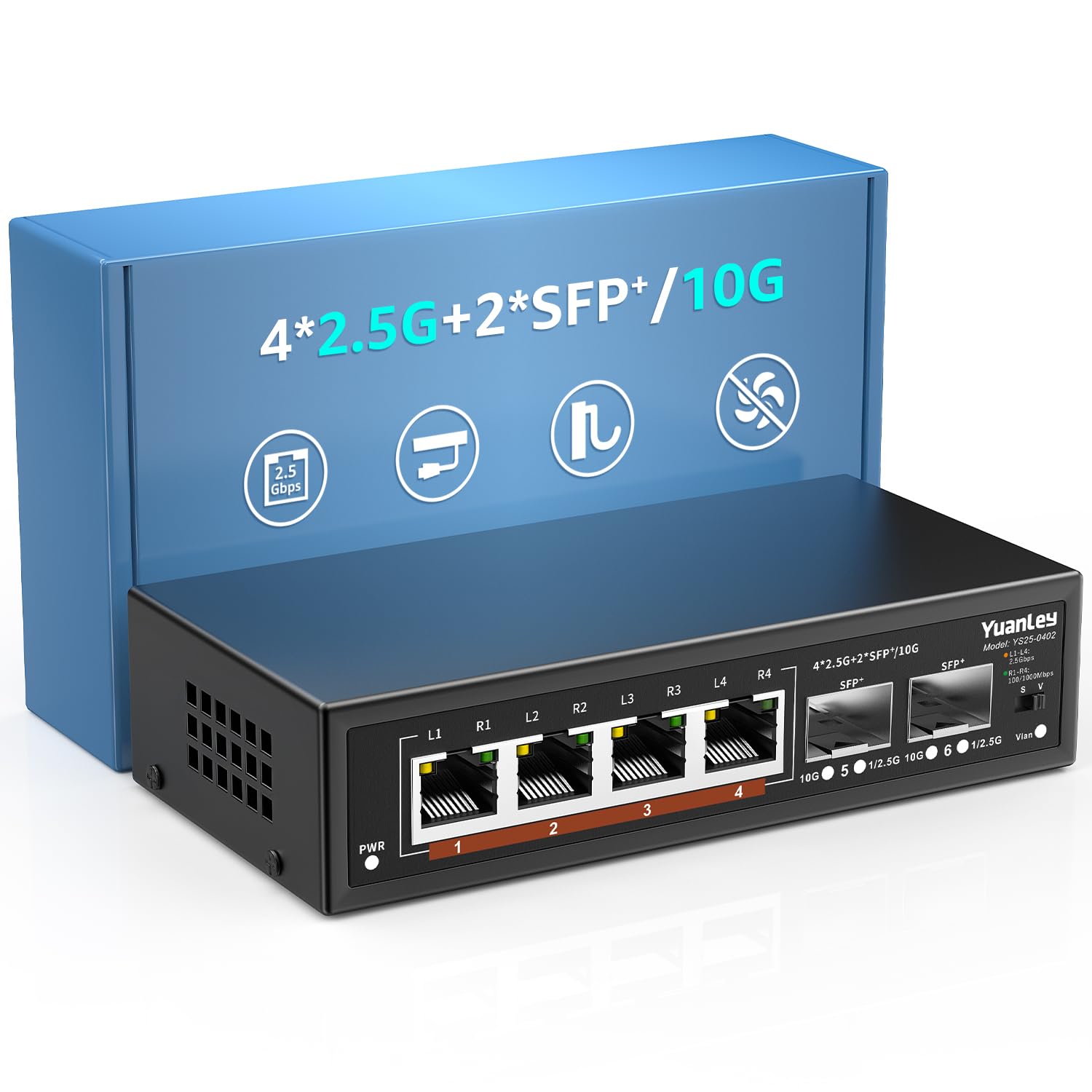 Yuanley Switch Ethernet Unmanaged 6 Porte 2,5G/10G SFP