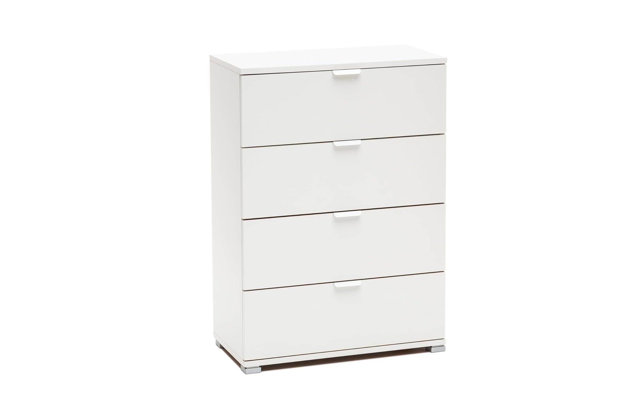 Cassettiera Montata 4 Cassetti L.60 H.85 P.38 Bianca