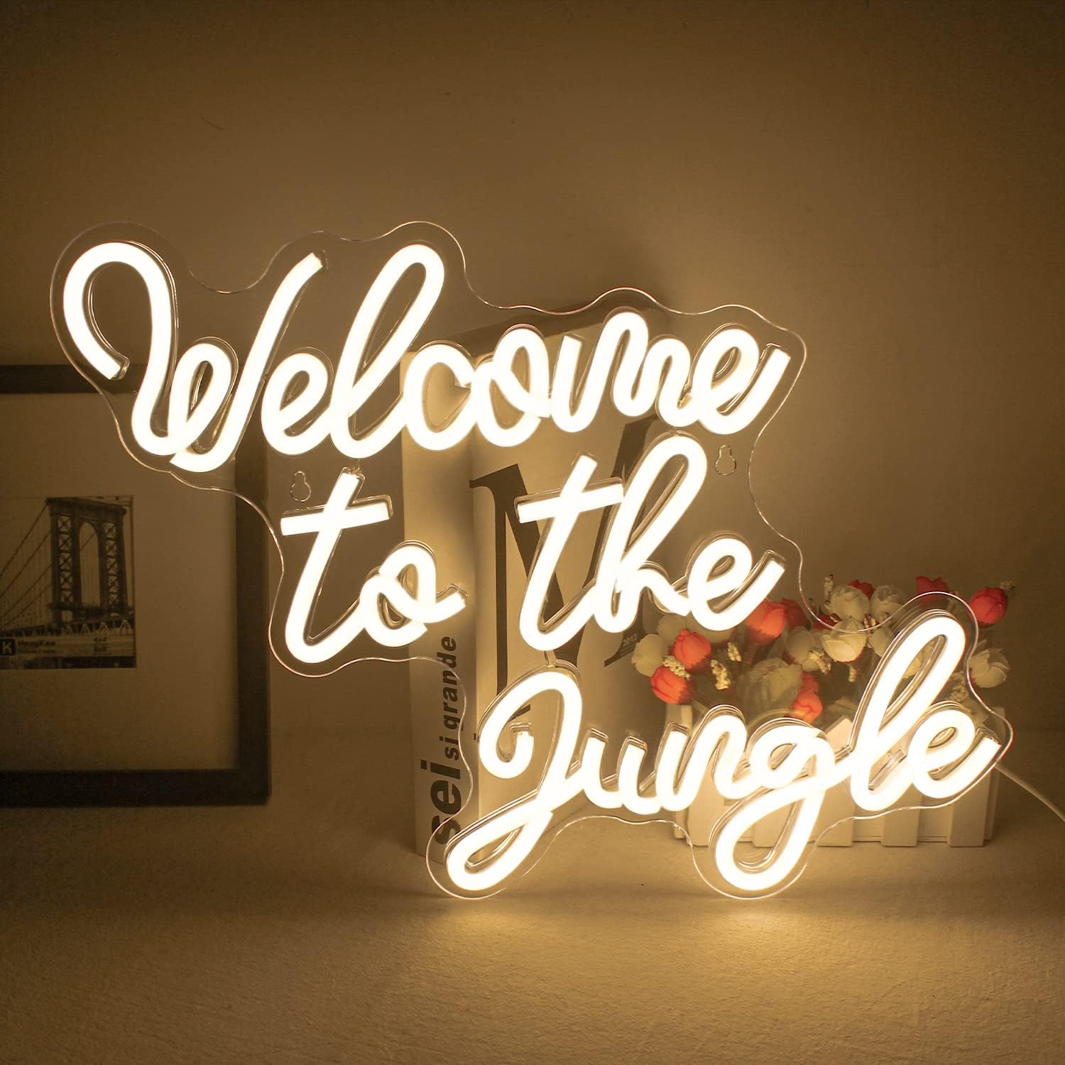 Insegna Neon LED "Welcome to the Jungle" Bianca - immagine 1