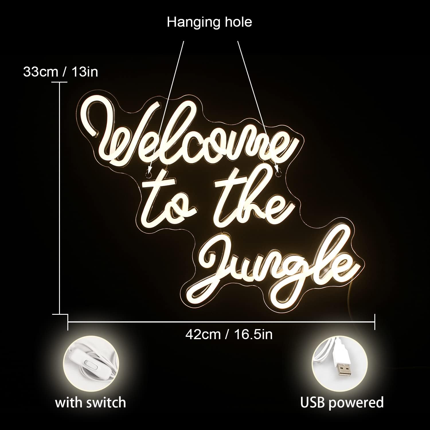 Insegna Neon LED "Welcome to the Jungle" Bianca - immagine 3