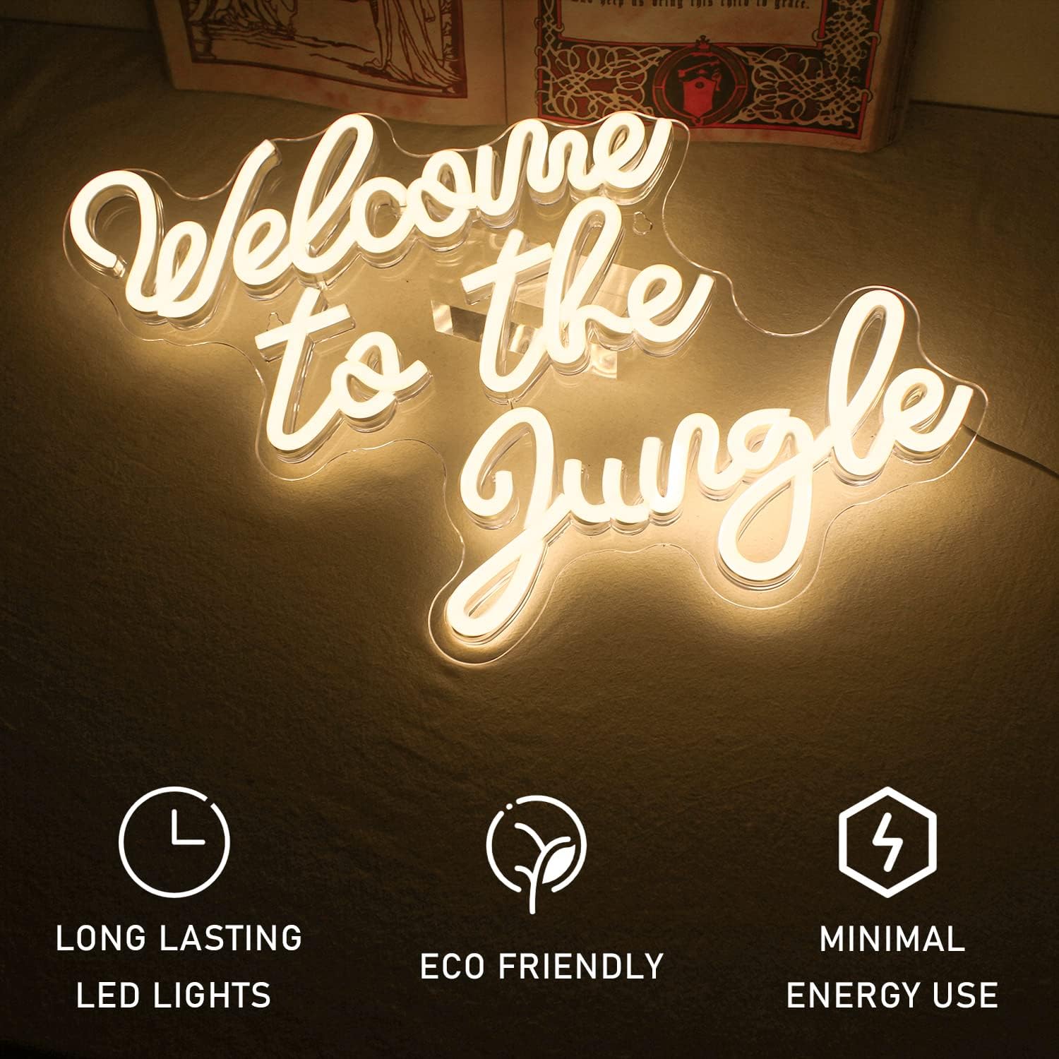 Insegna Neon LED "Welcome to the Jungle" Bianca - immagine 5